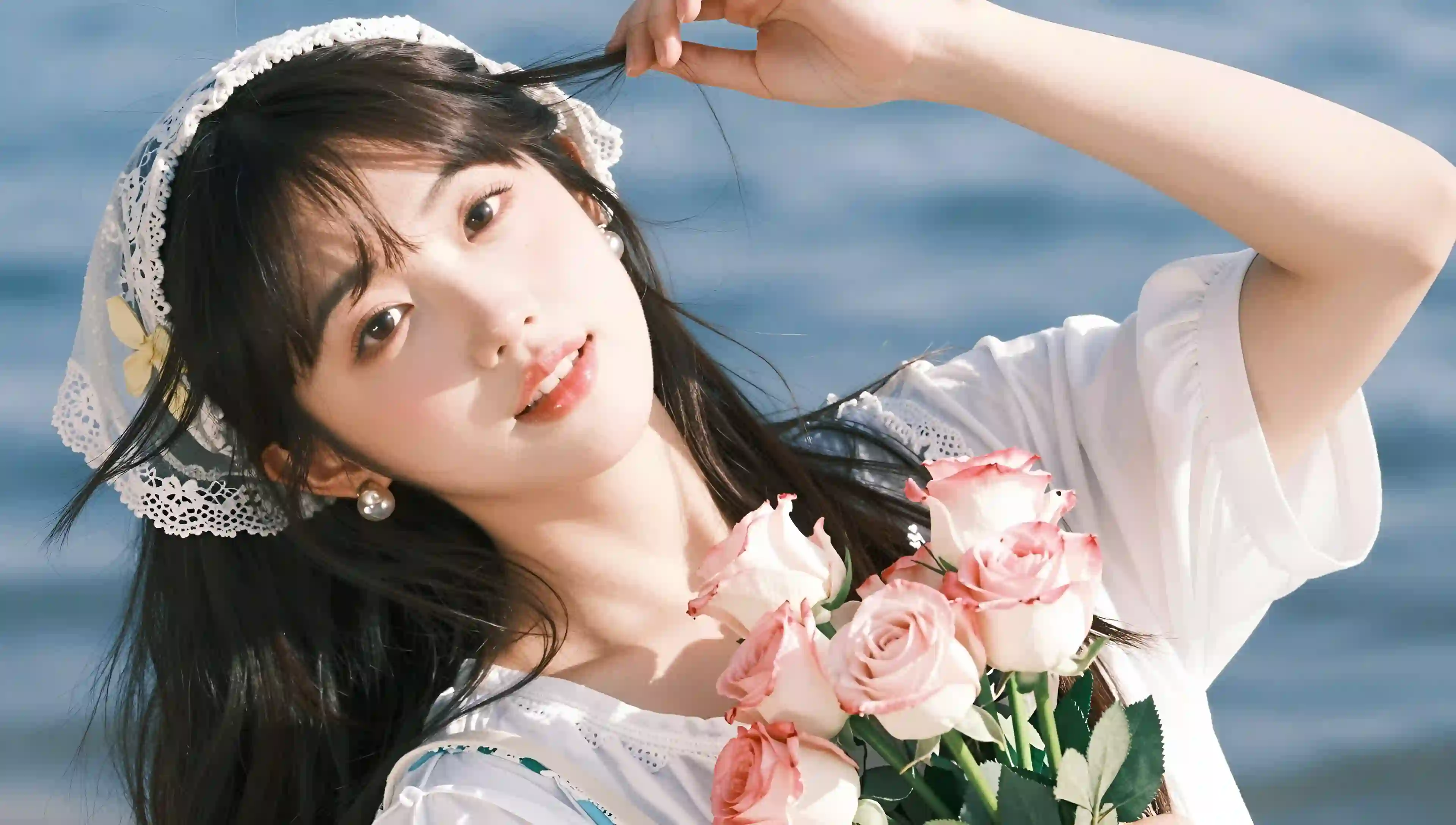 女孩 白色 蕾丝 玫瑰花 清新 唯美