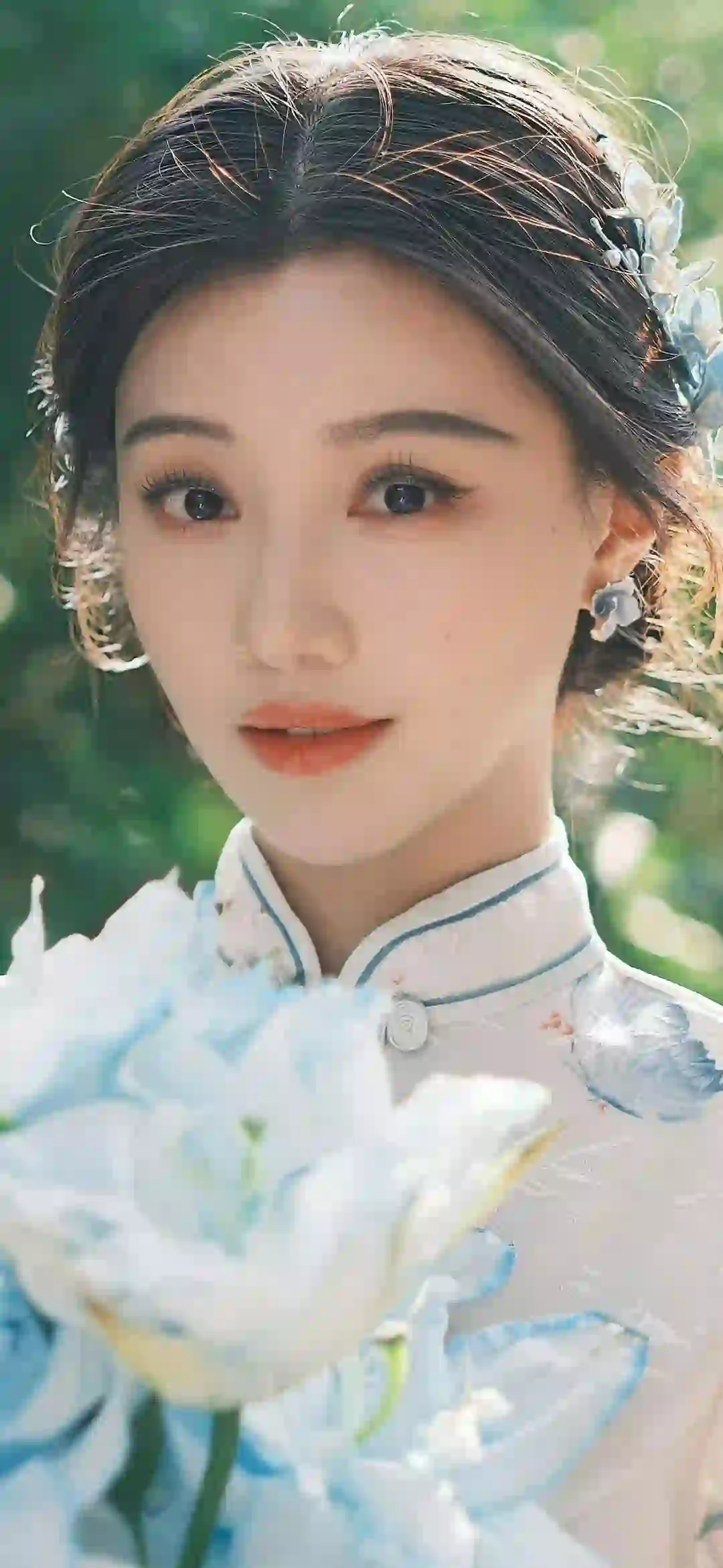 毛晓彤 旗袍美女 花