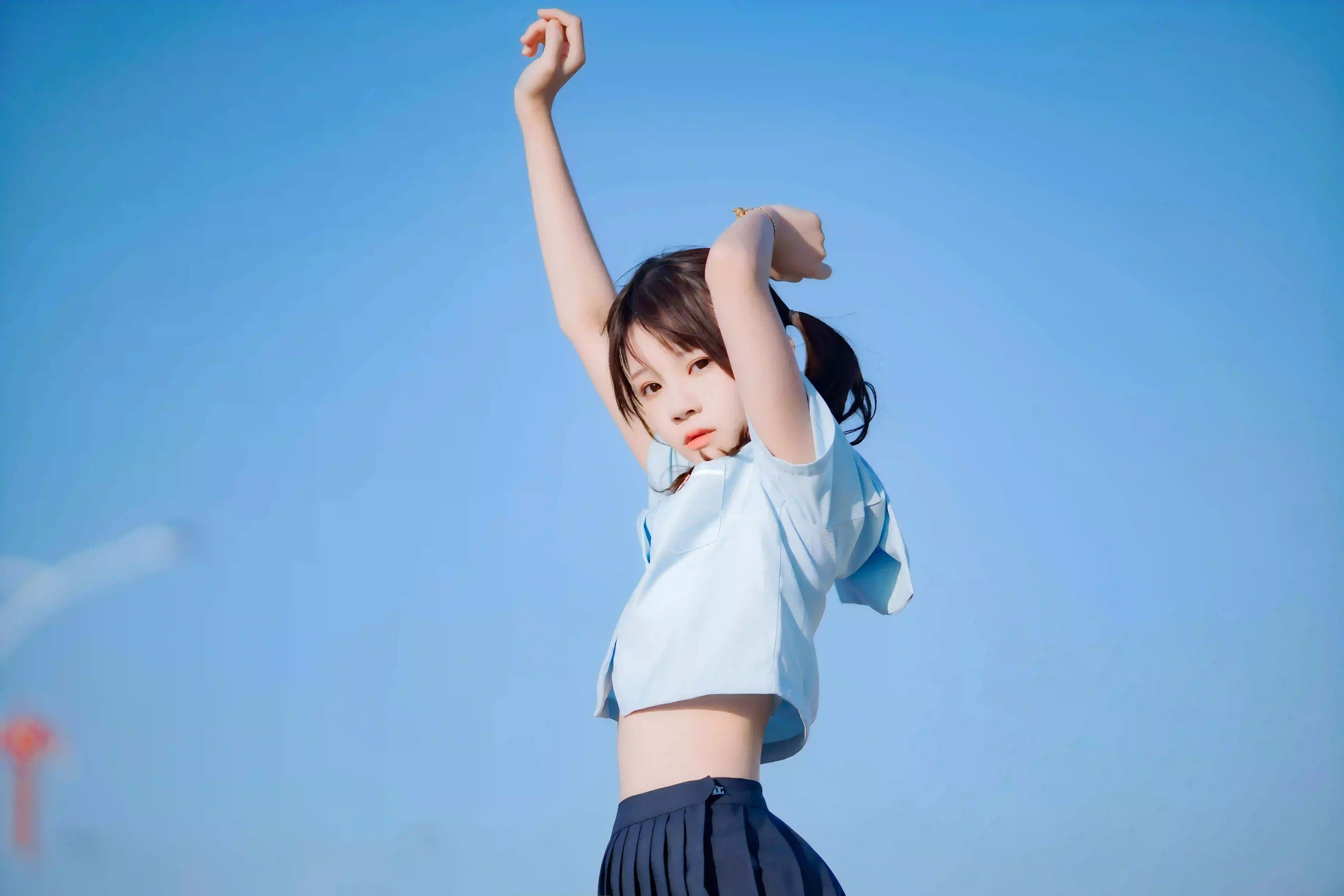 jk美女 户外写真 双马尾女孩 小清新 2