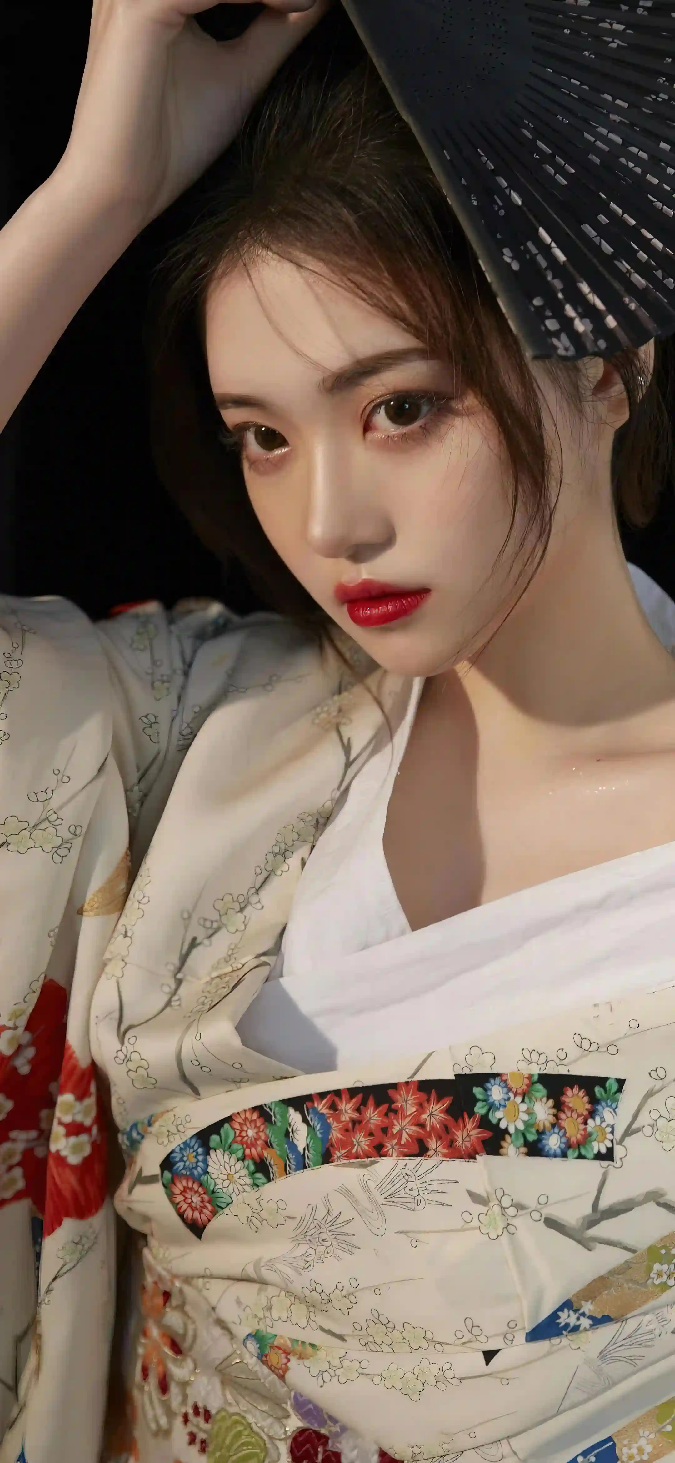 古风美女 长发美女 和服美女 白色衣服