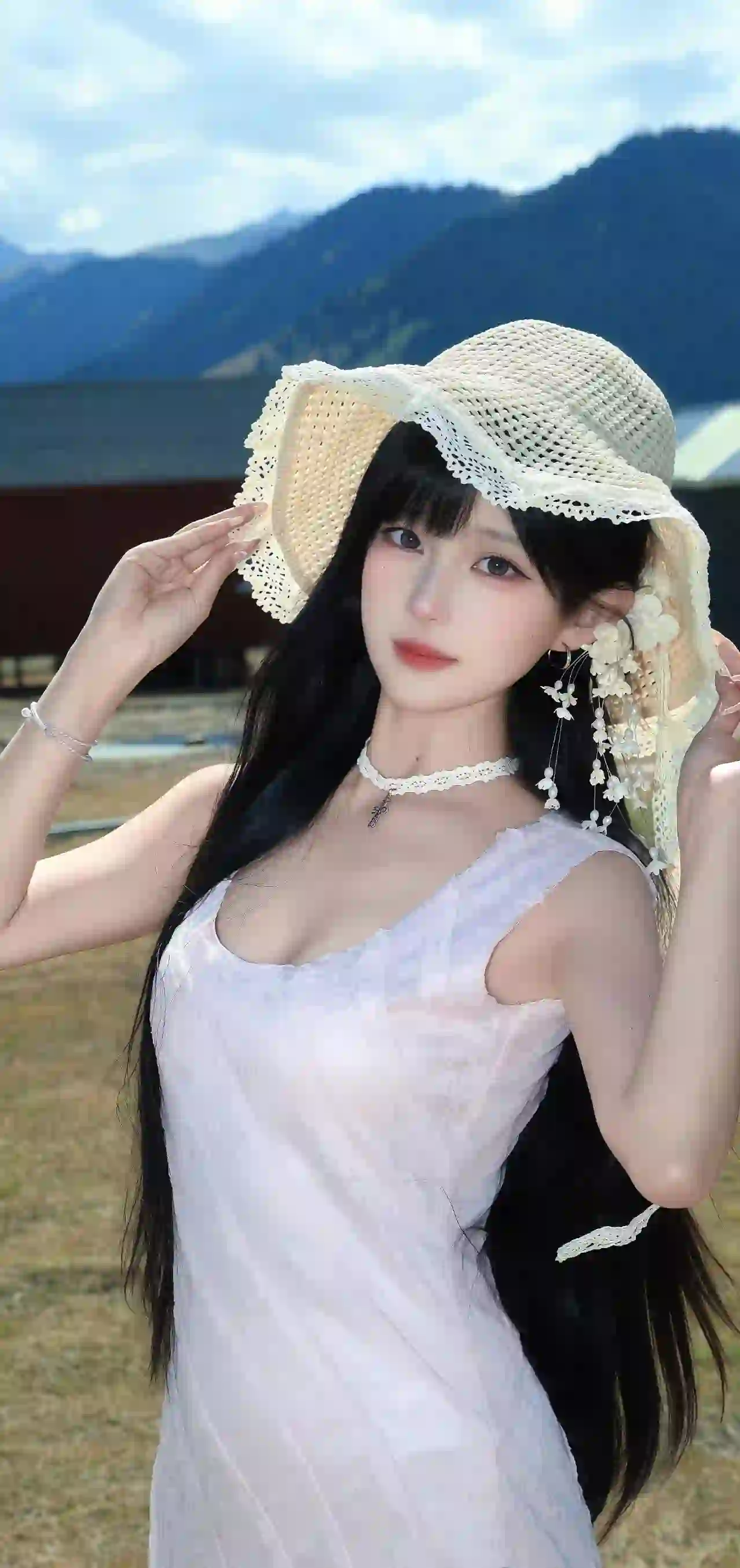 白色裙子 户外写真 夏日