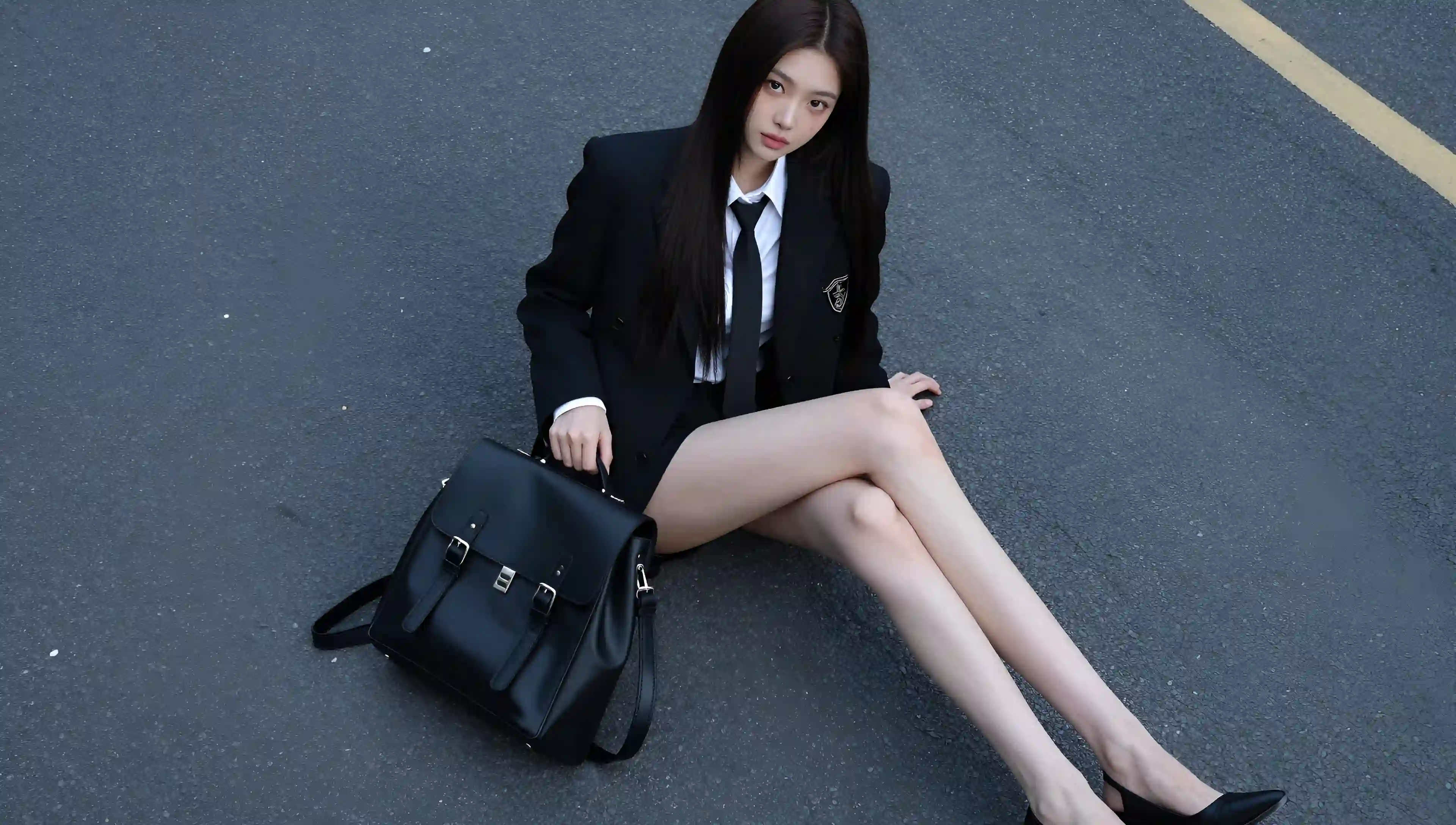 时尚摄影 长发jk美女 街拍 长腿美女 御姐