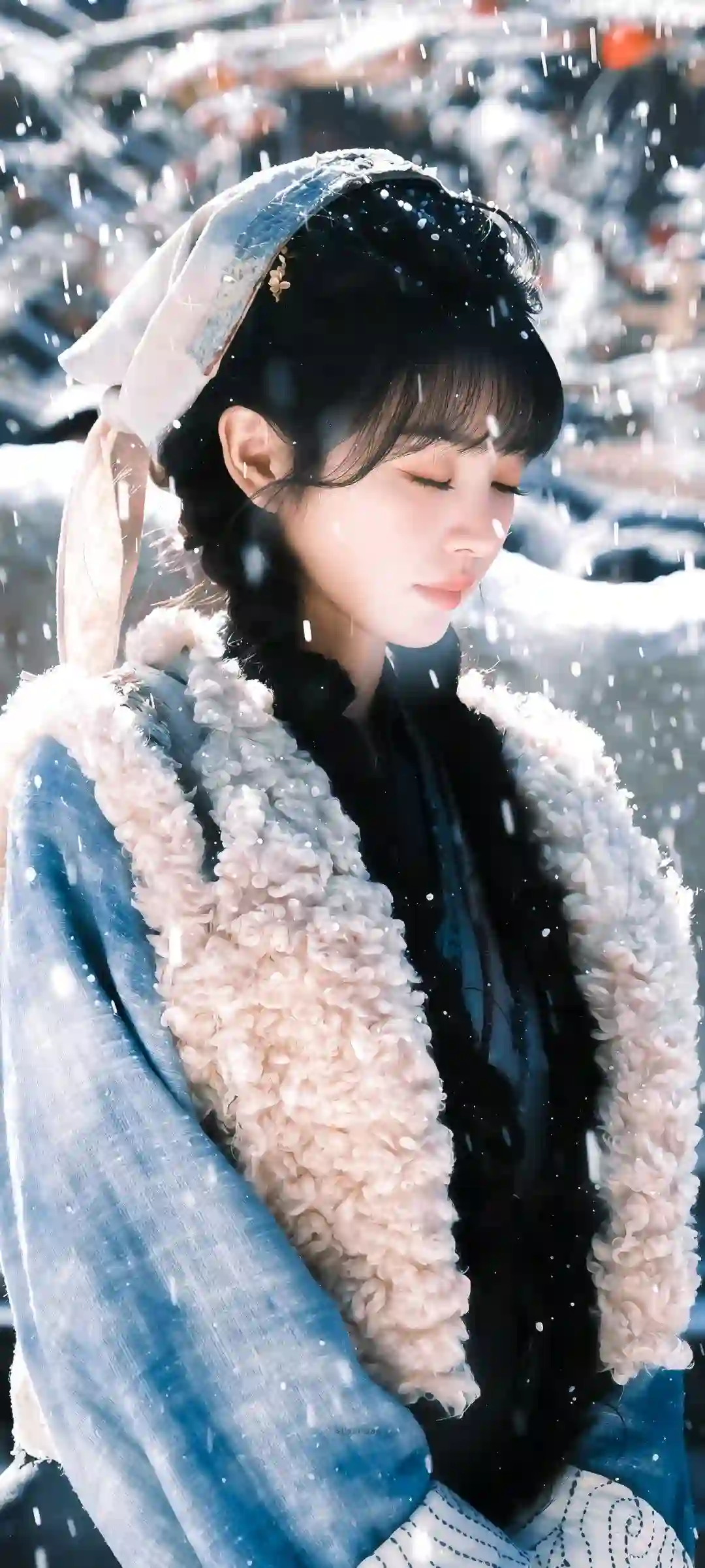 美女 长发美女 田曦薇 古风装扮 大雪纷飞