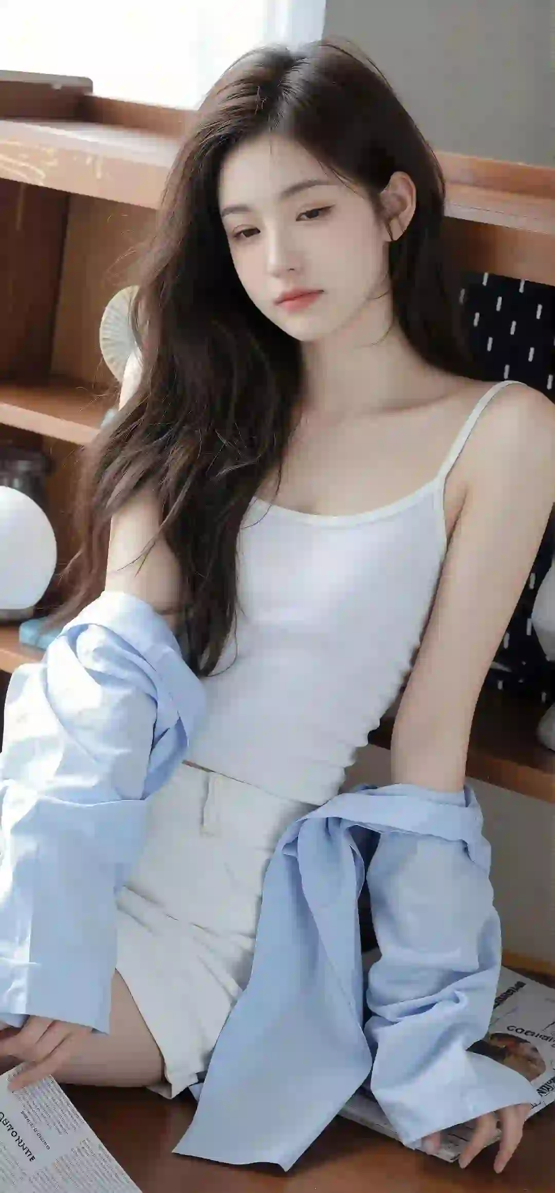 美女 长发美女 吊带 居家 清纯