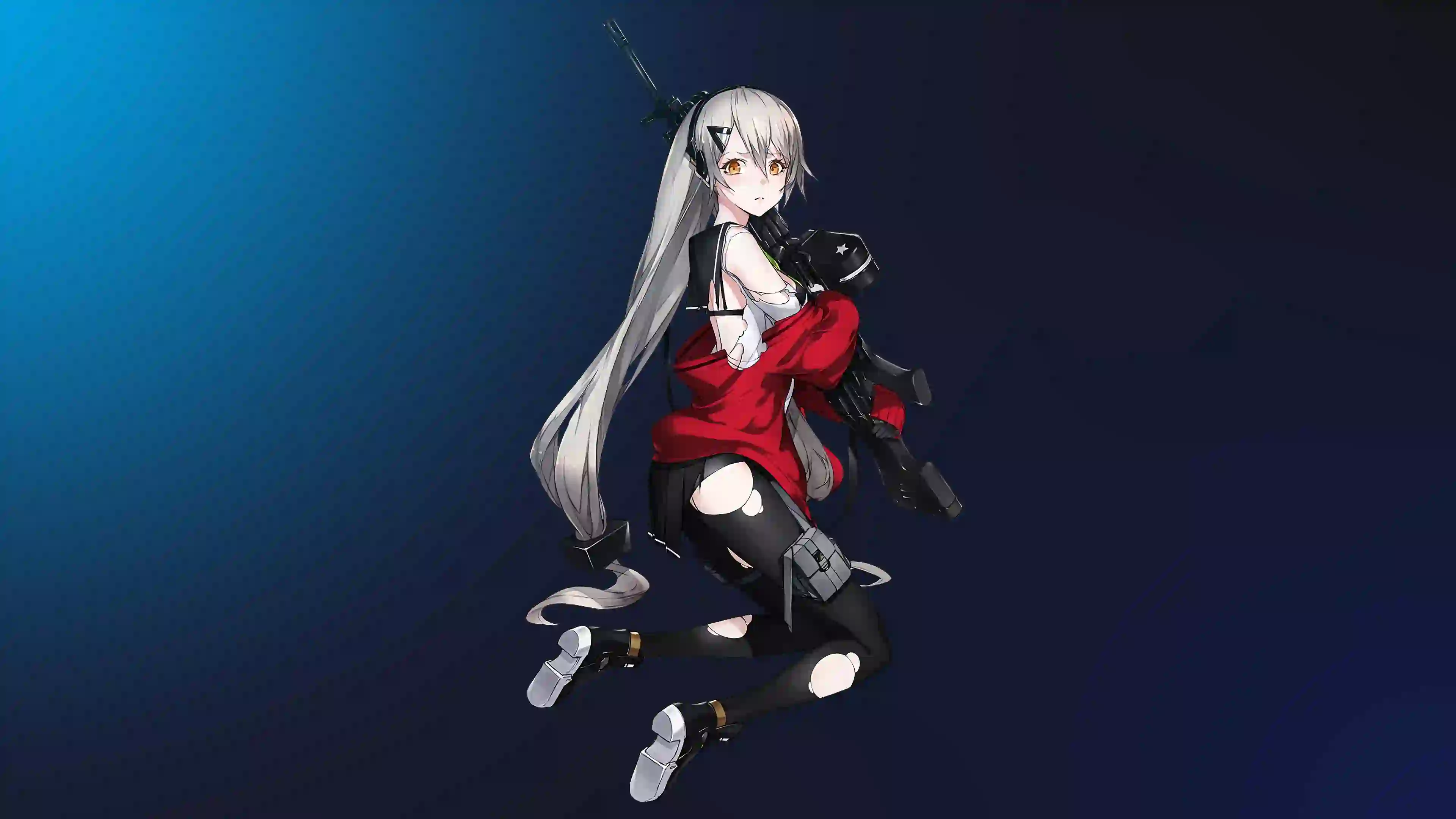 二次元女孩 动漫女孩 拿着枪的动漫女孩