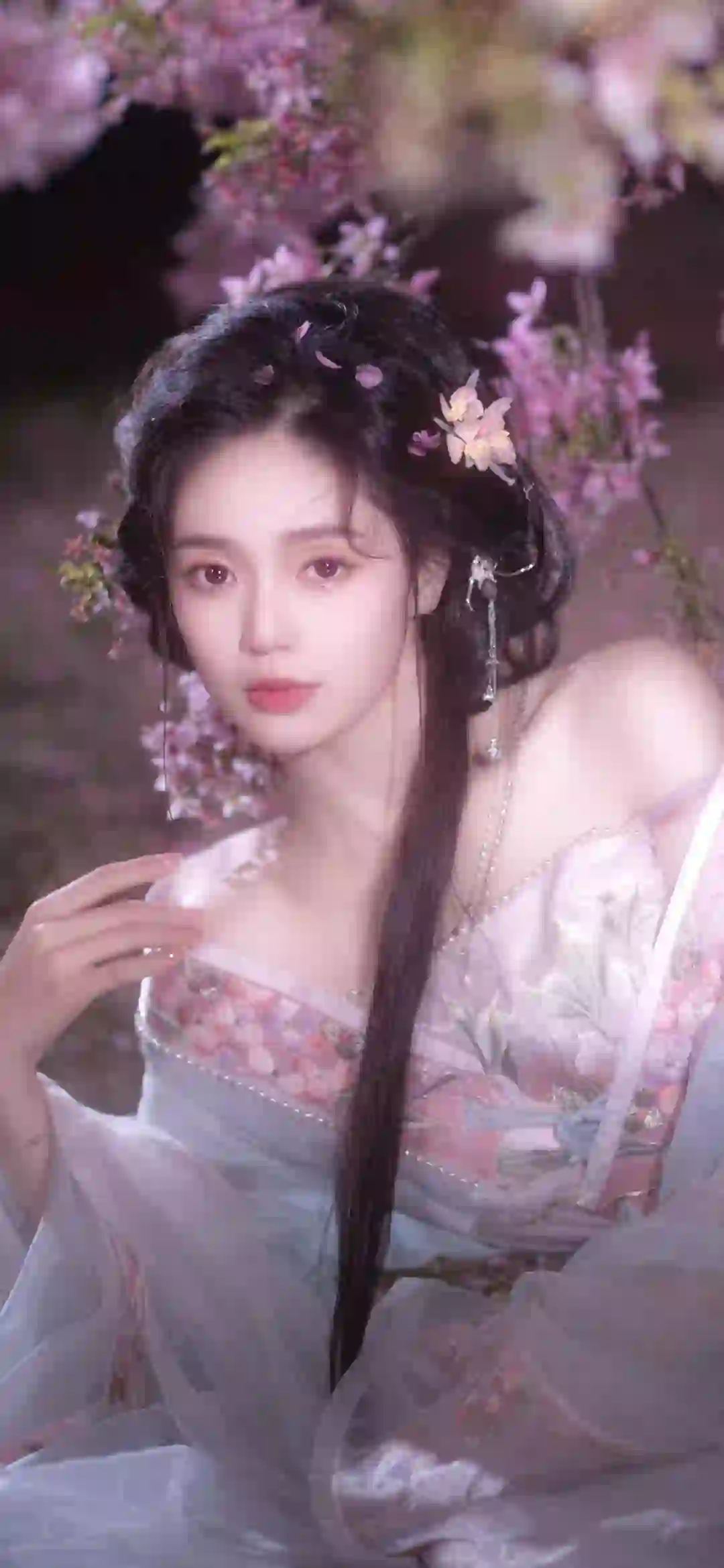 长发古风美女 漏肩穿搭 性感美女 