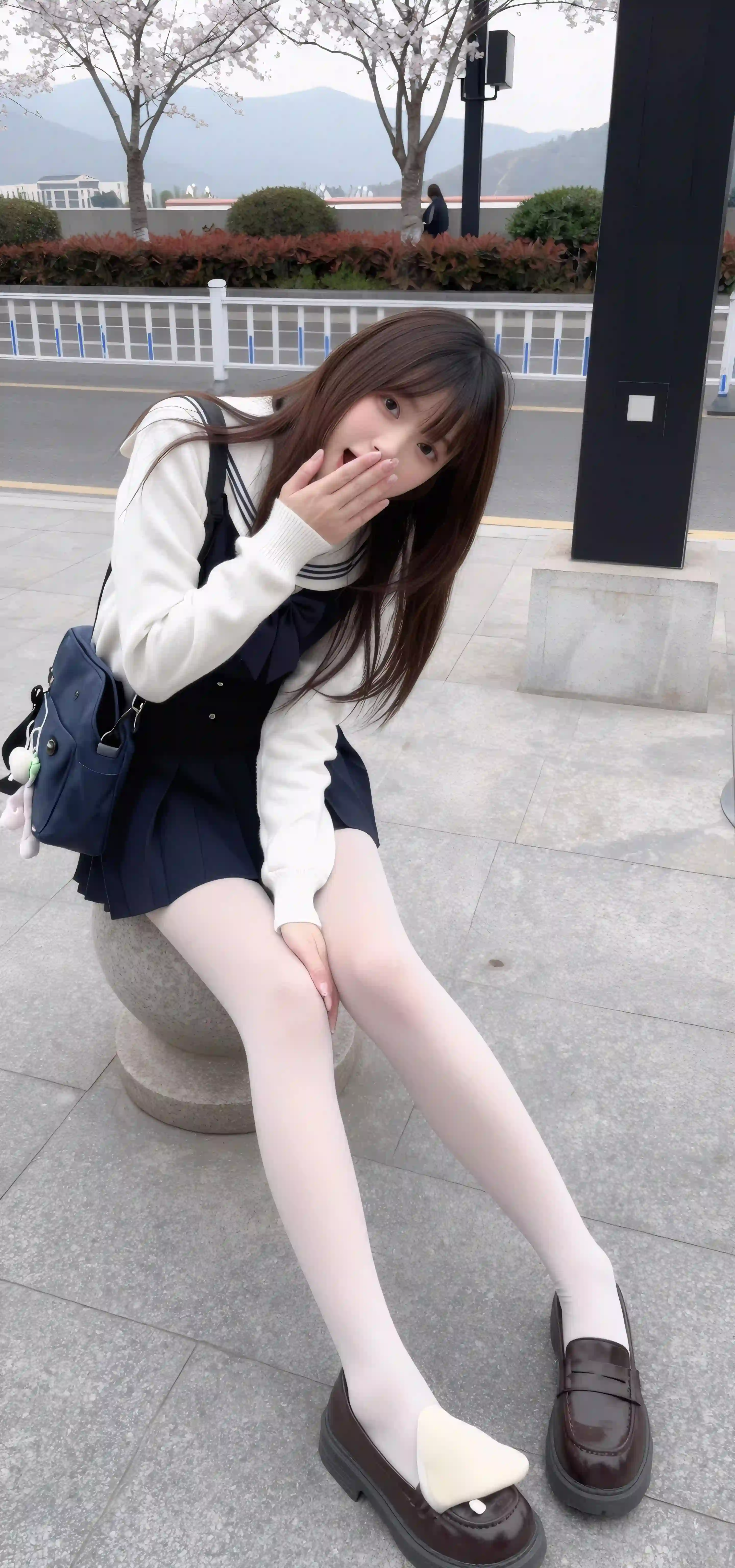 长发清纯美女 白色丝袜 丝袜美腿 唯美
