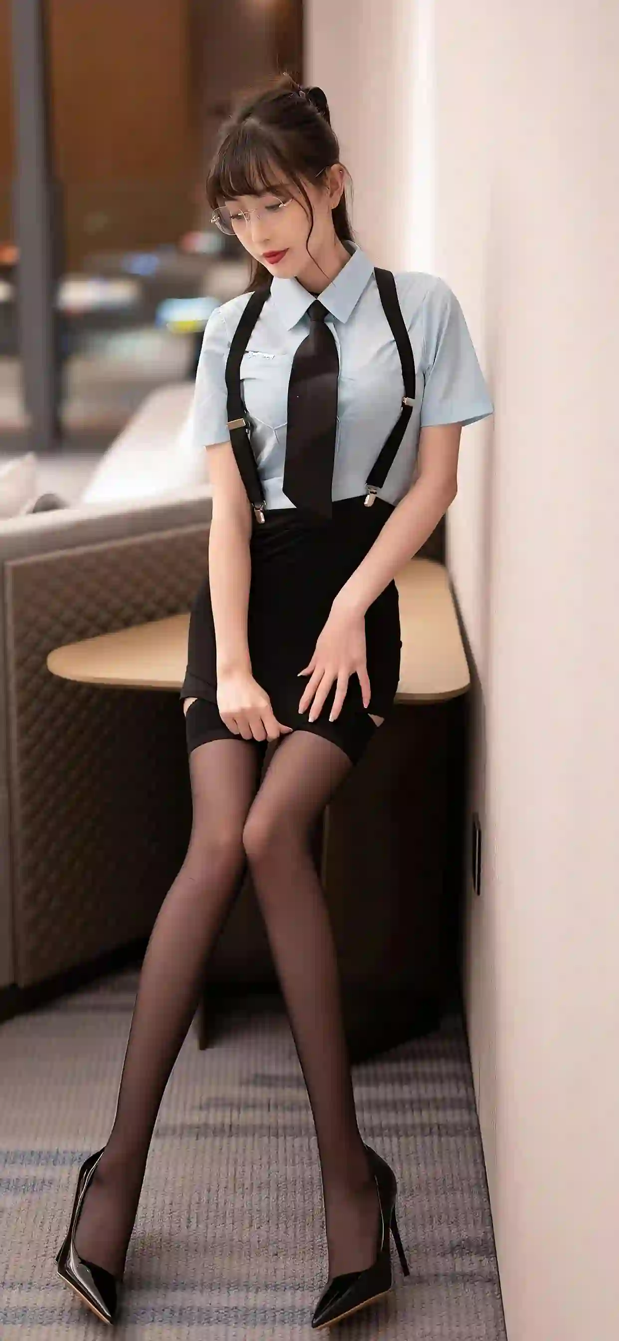 长腿黑色美女 性感魅惑 性感美女 jk 