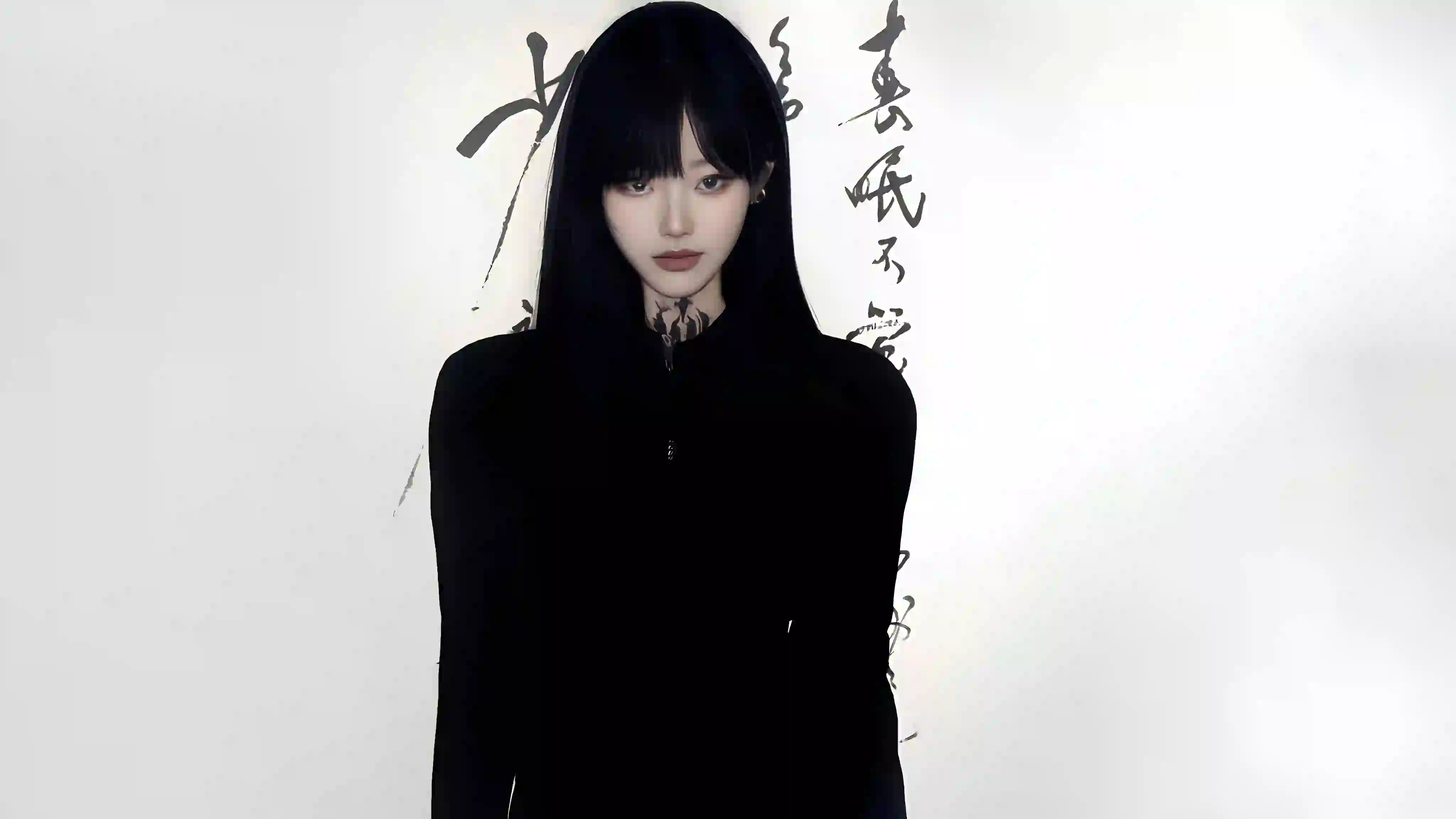 文字背景 酷酷女孩 美女 黑色衣服 高冷女神
