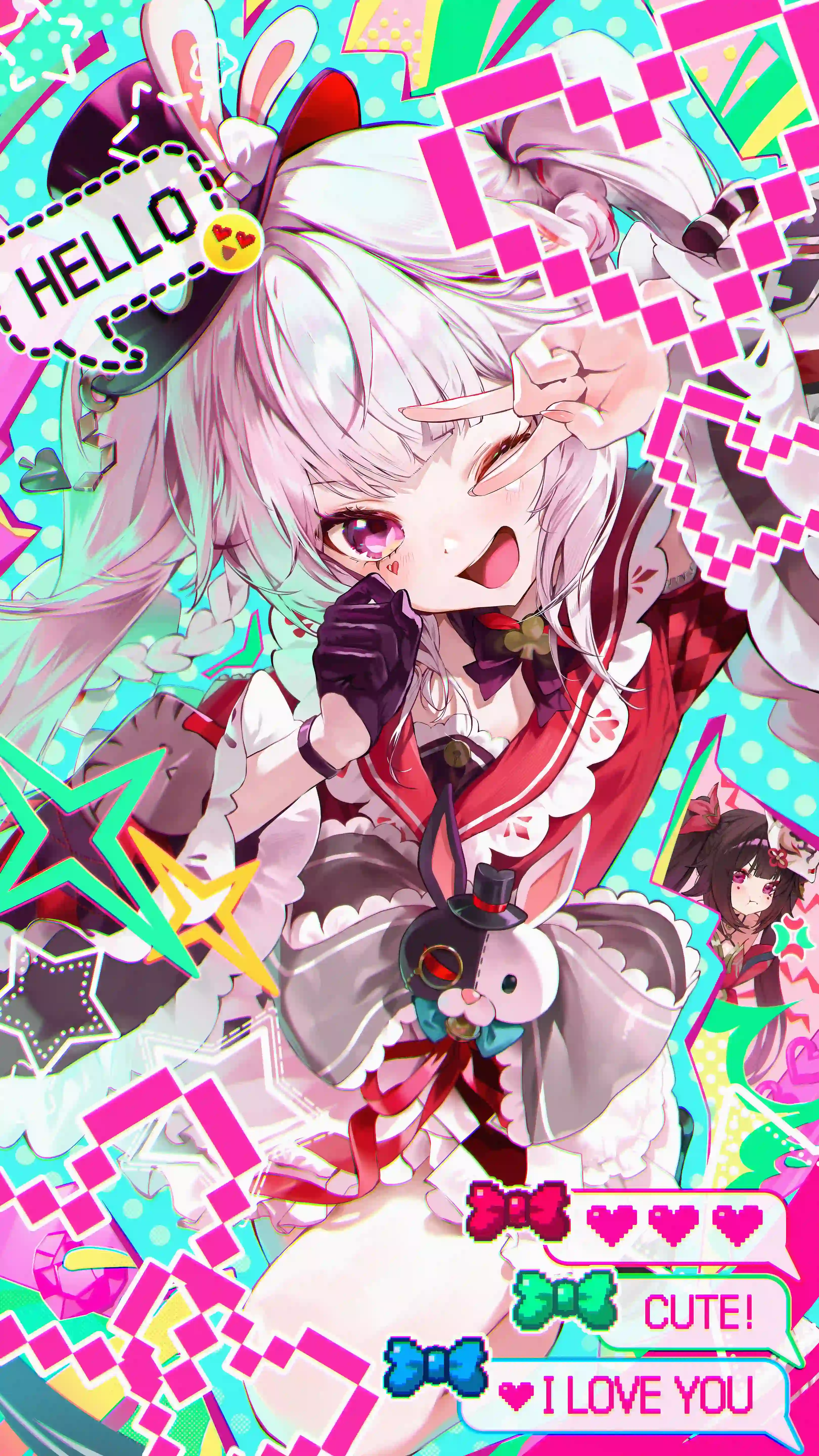 可爱动漫女孩 二次元 炫彩