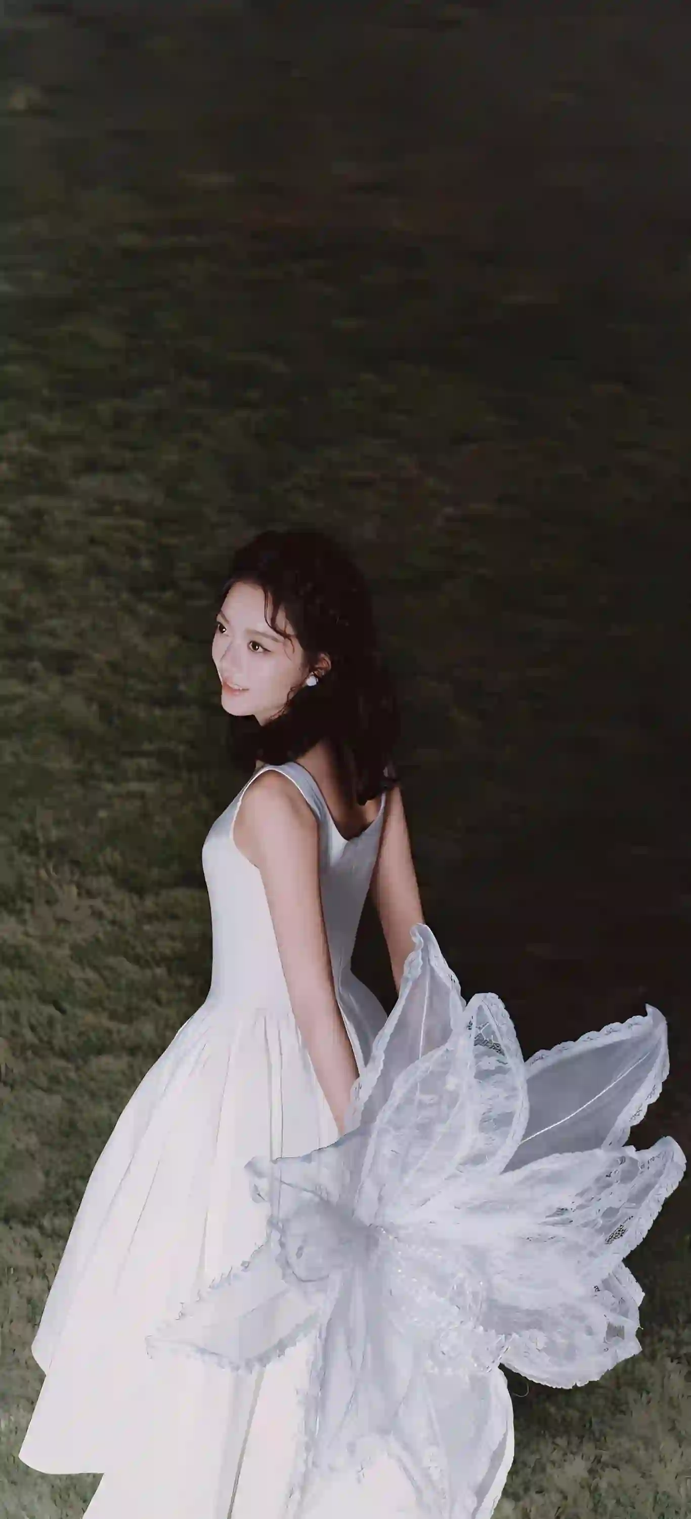 白色长裙美女 回眸微笑 优雅人像 唯美女神 赵今麦