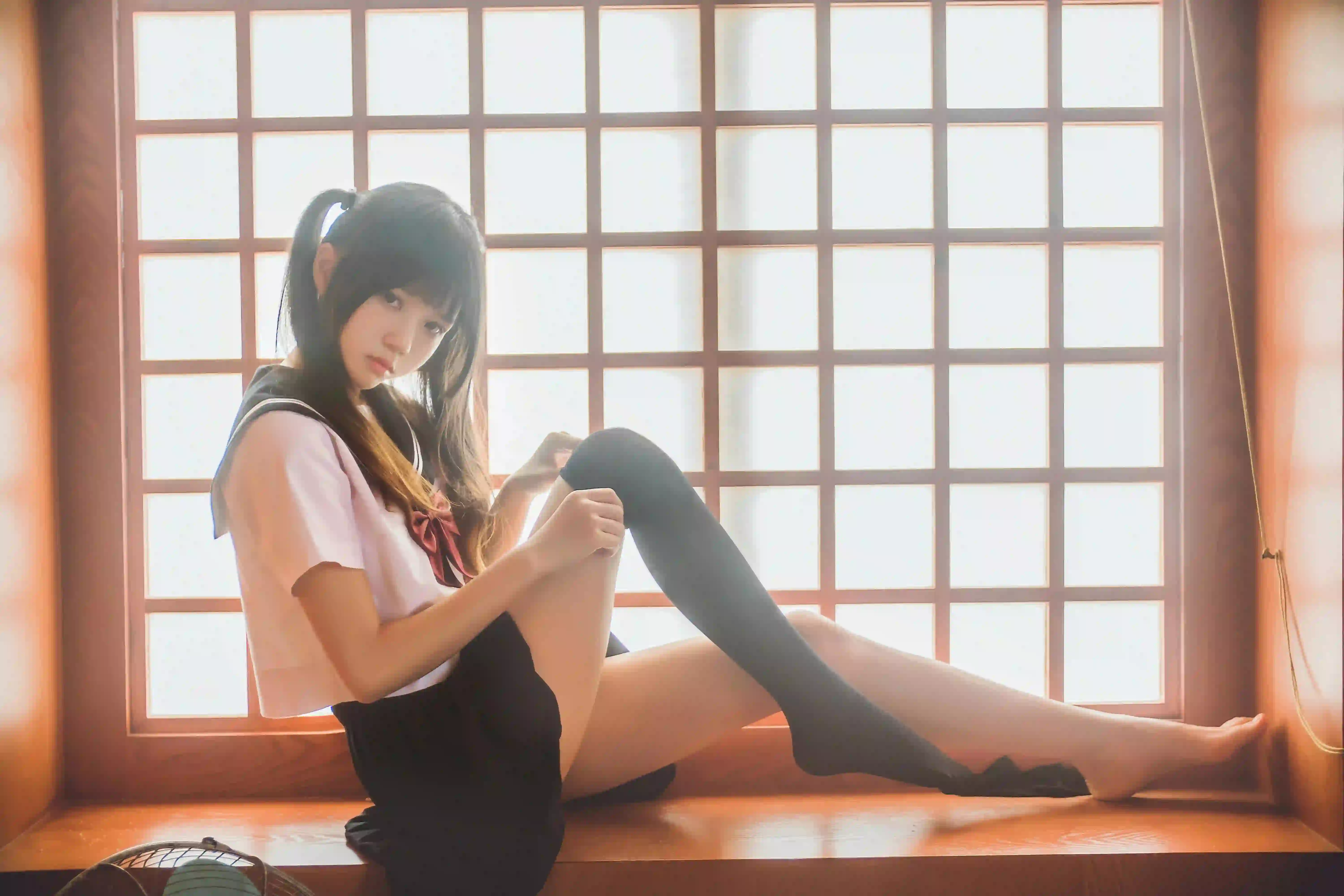 jk穿搭 长腿性感美女 居家写真 
