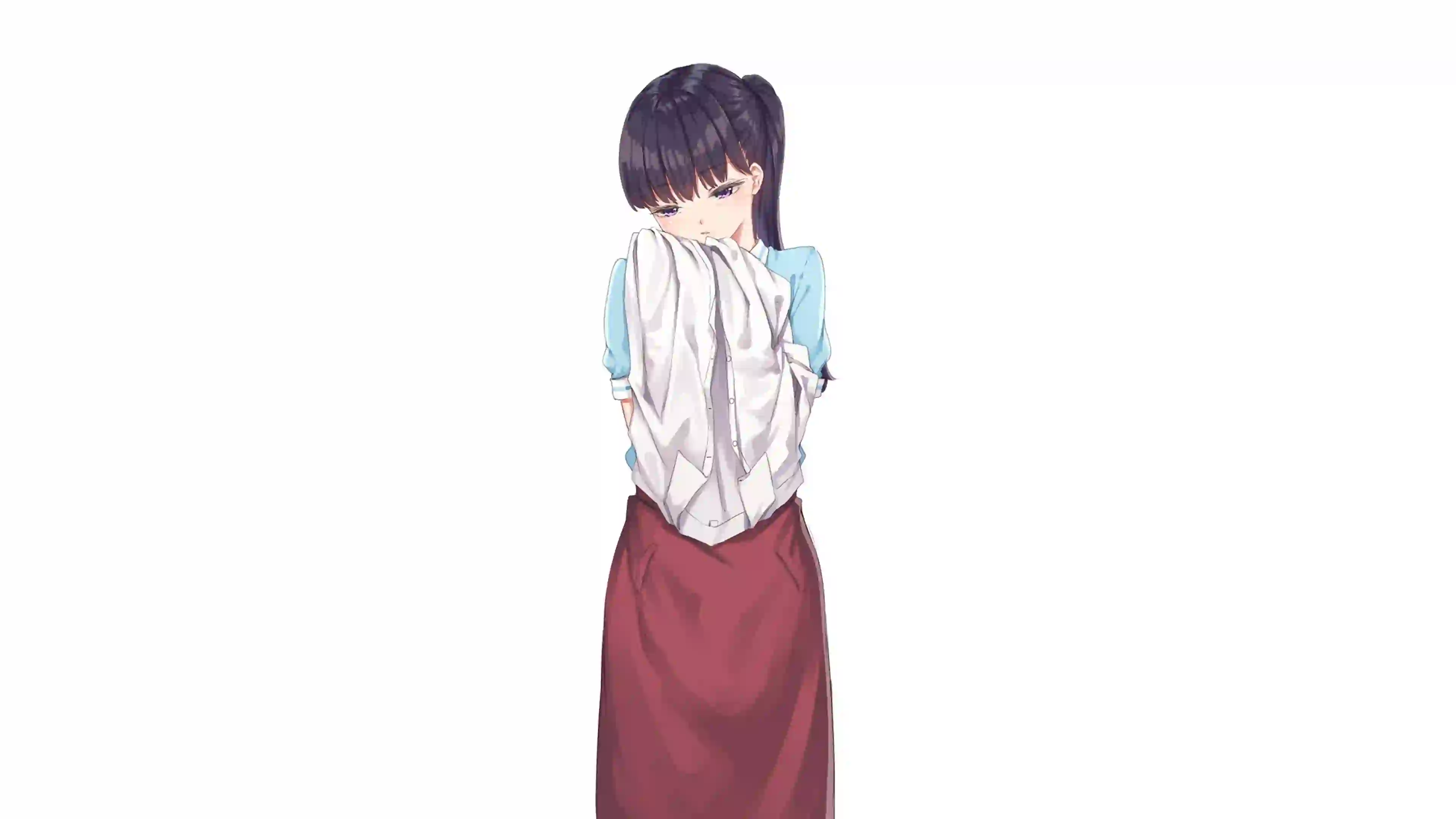 创意壁纸 二次元女孩 纯色背景 白色背景 极简2
