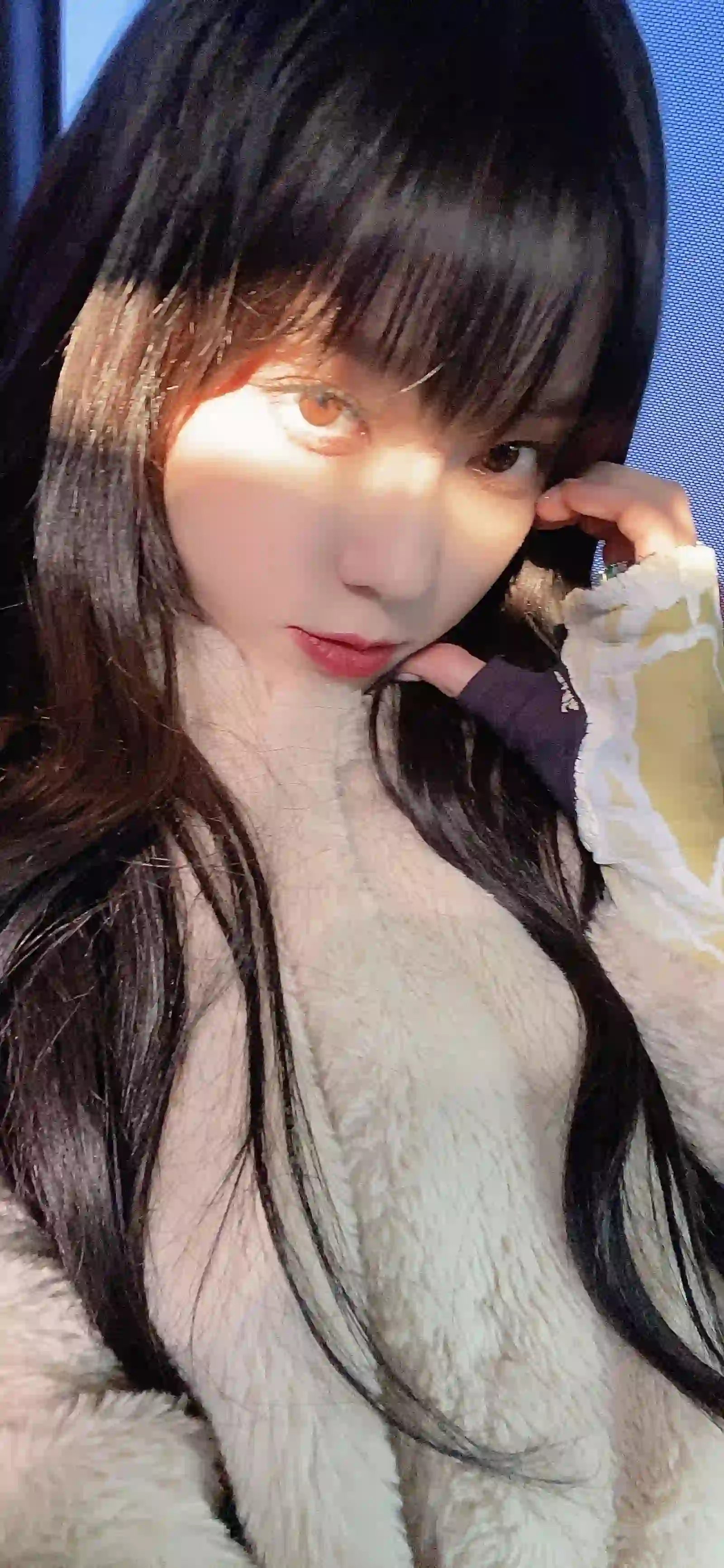 长发可爱女孩 光影