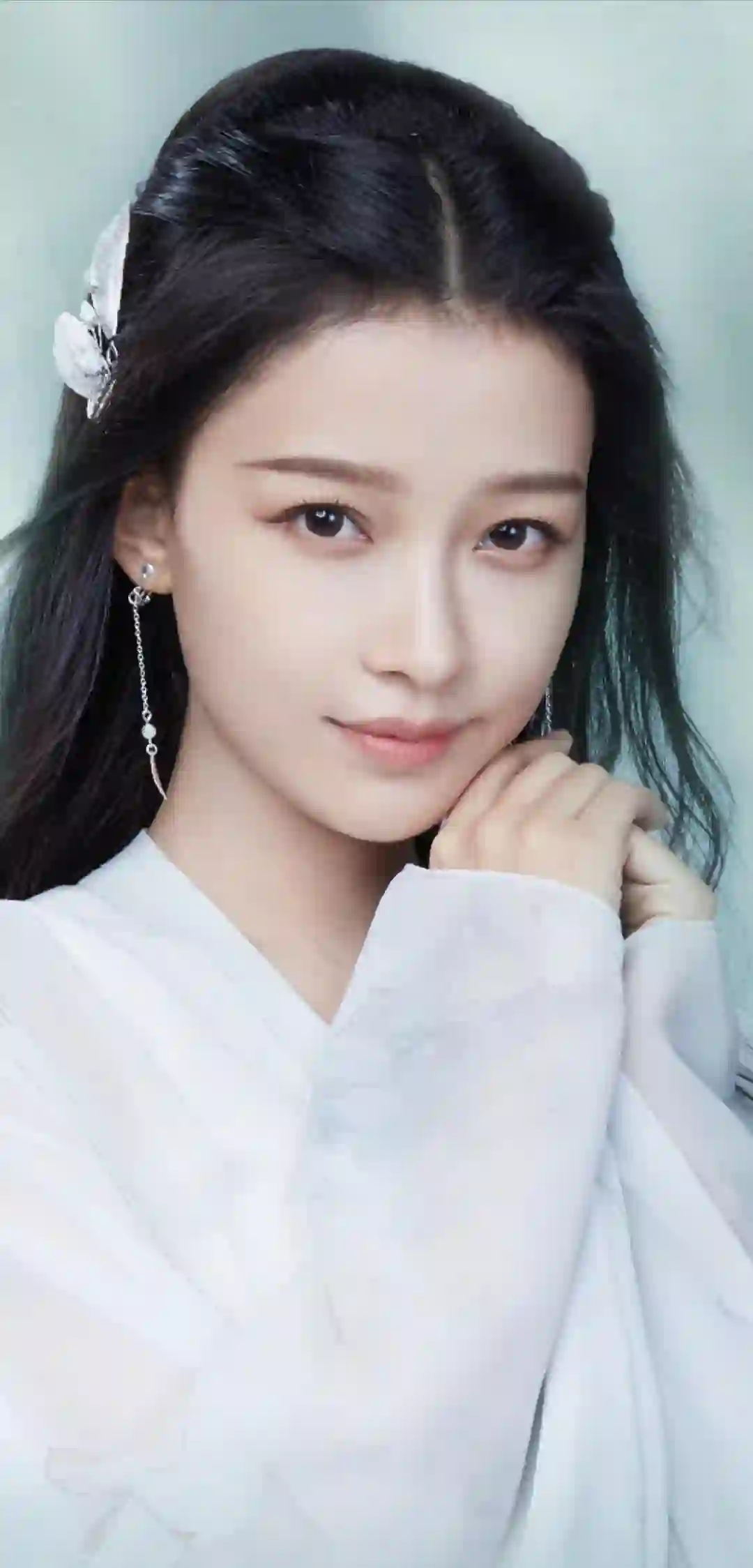 长发美女 清纯 古风汉服美女 白色古风汉服美女