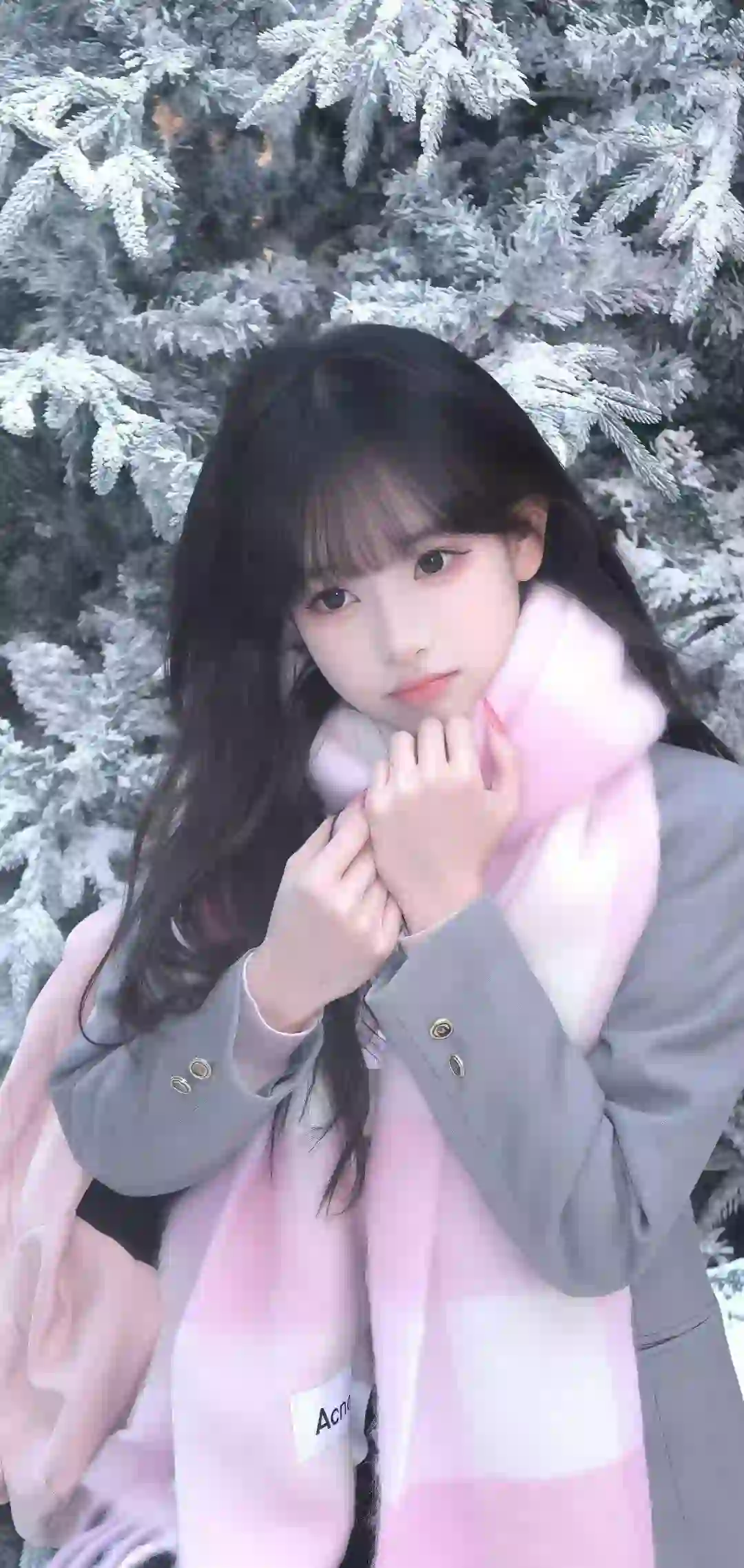 长发美女 清纯 甜美系 冬天 雪