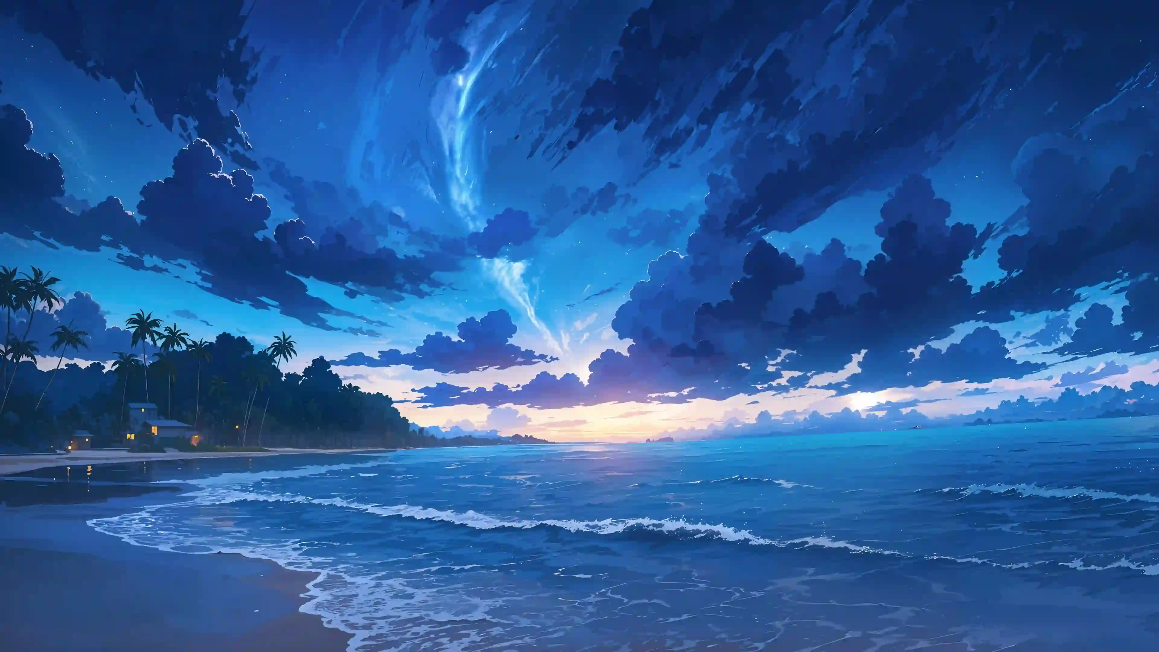 夏天海边余霞风景 天空 云朵 傍晚 海边 沙滩