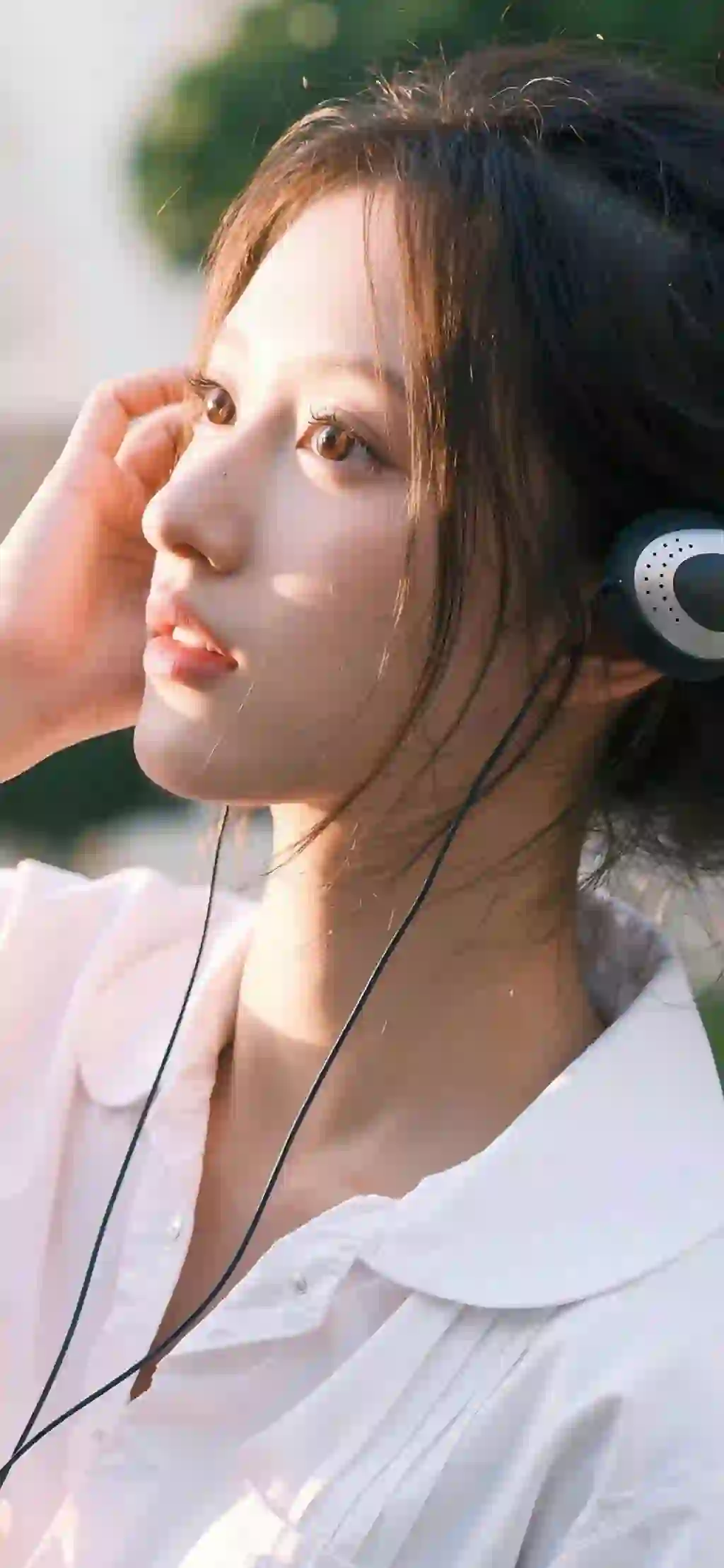 长发美女 唯美 清纯美女 白色衬衫