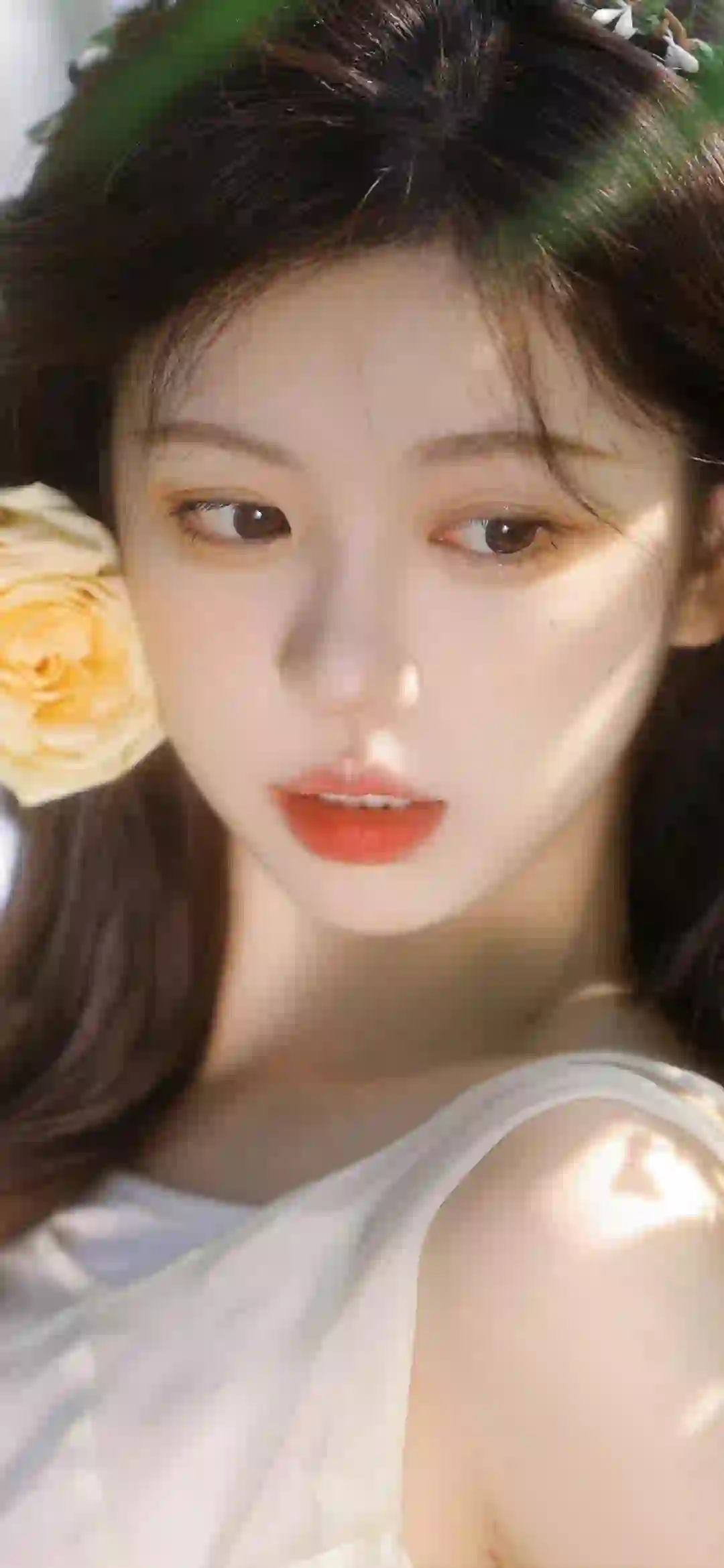光影 长发女孩 花 清纯 唯美