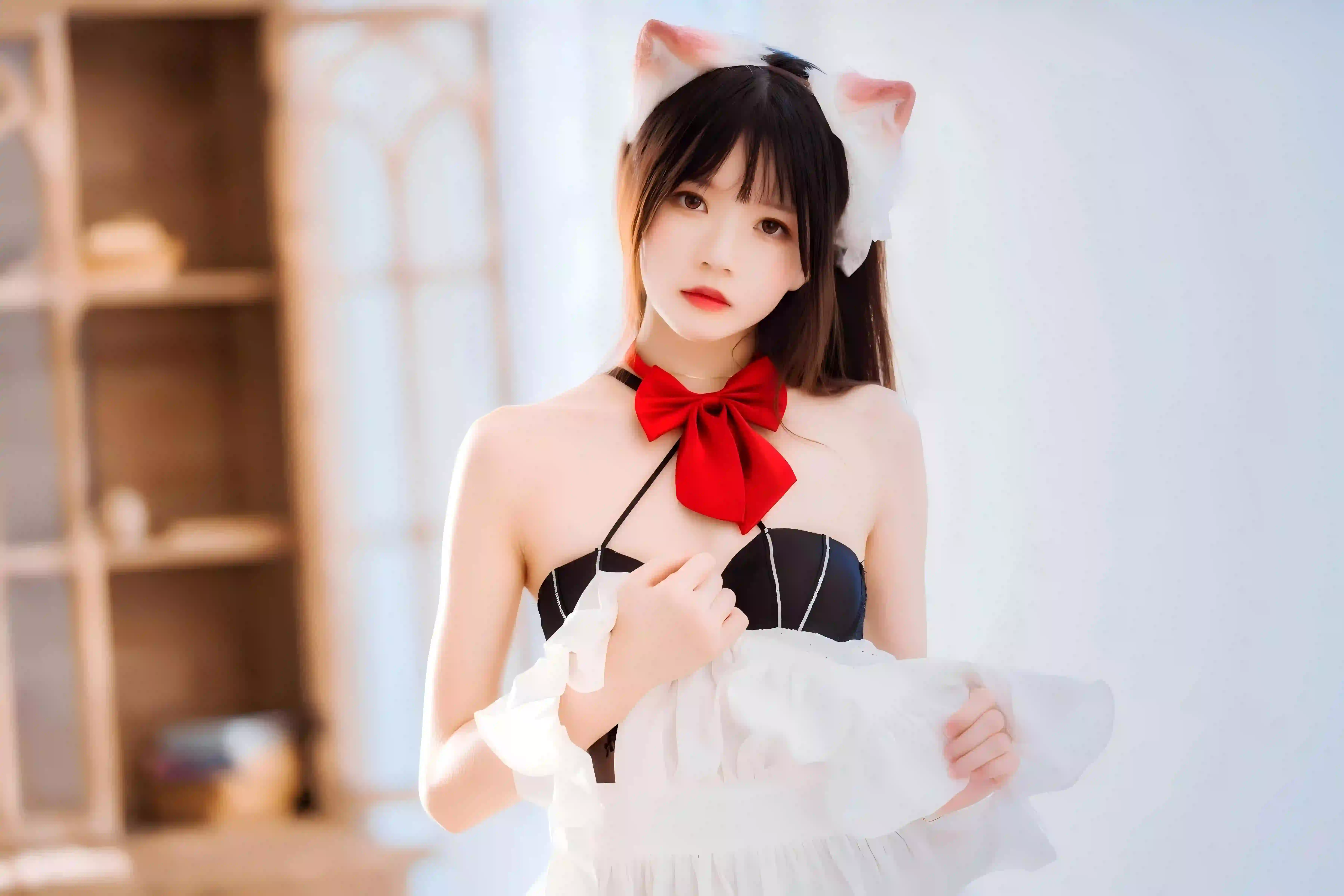 女仆装 居家写真 性感美女 黑色吊带