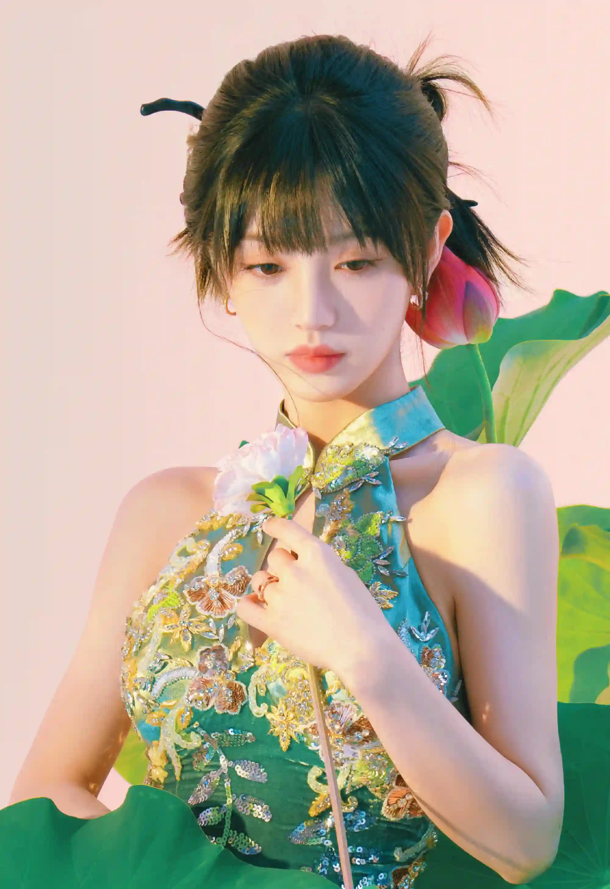 古风美女 绿色主题写真 旗袍美女 忧郁女神 田曦薇