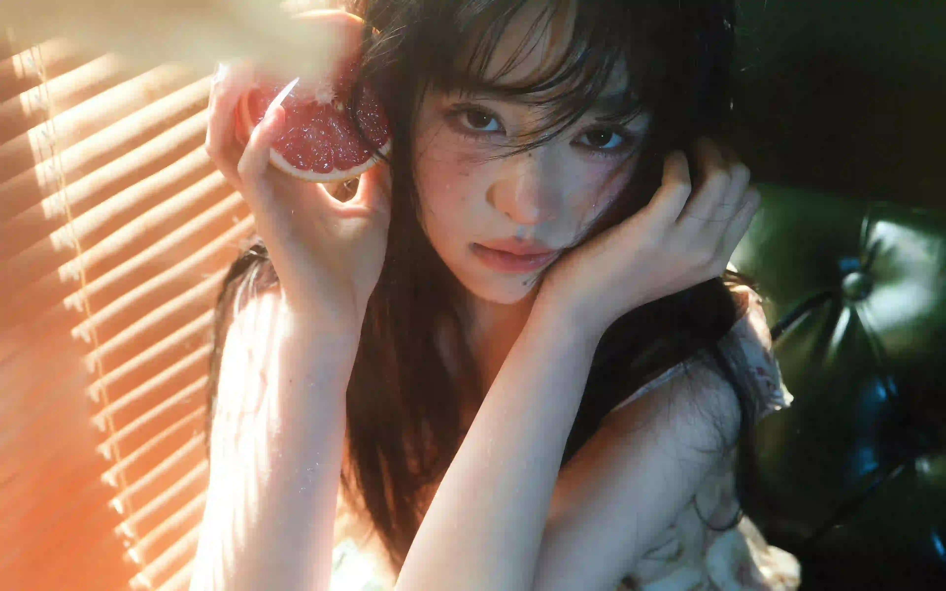阳光美女 橙子 唯美 居家 