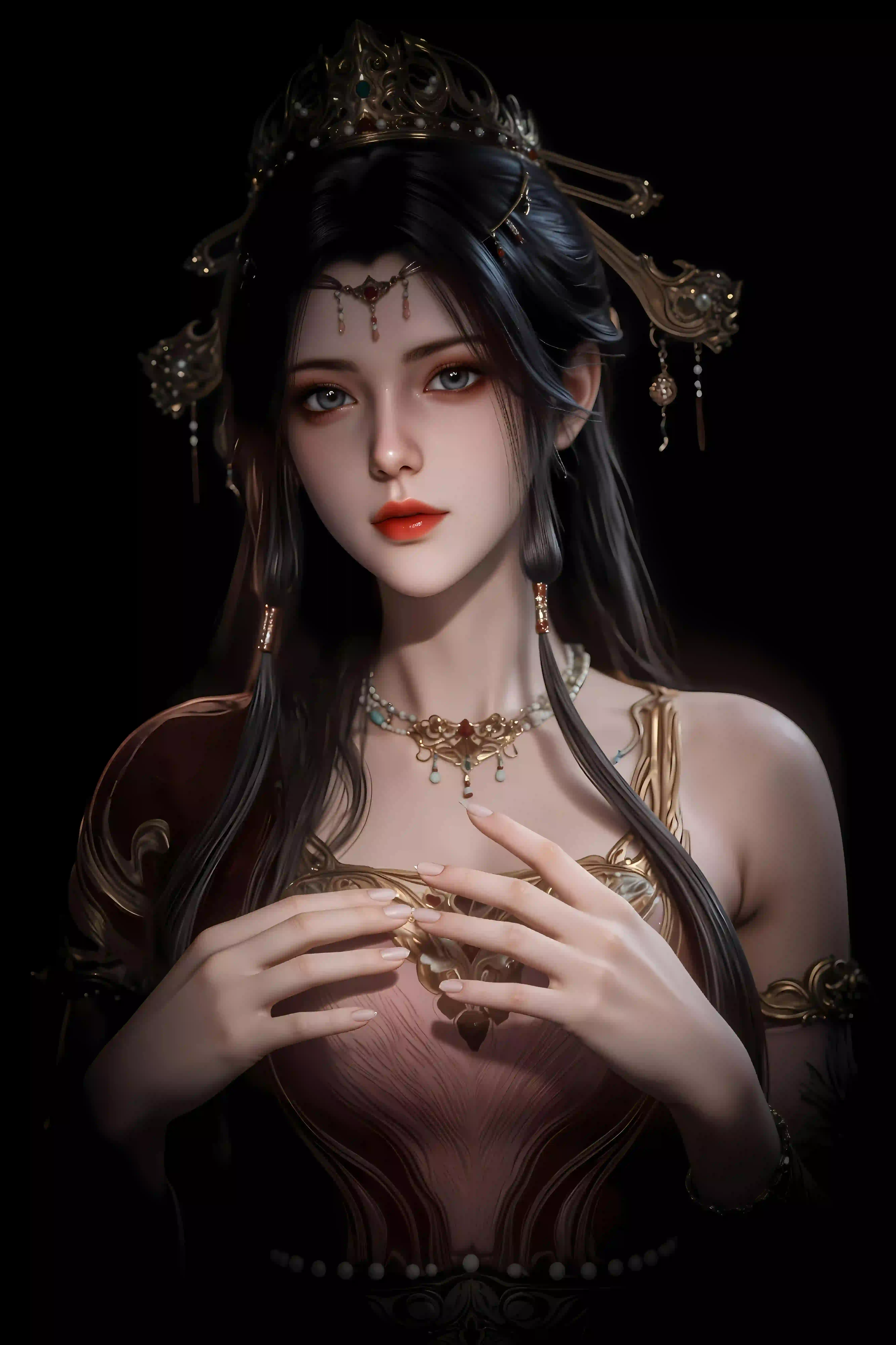 古风写实国漫美女灵毓秀 华丽配饰古典服饰 ai