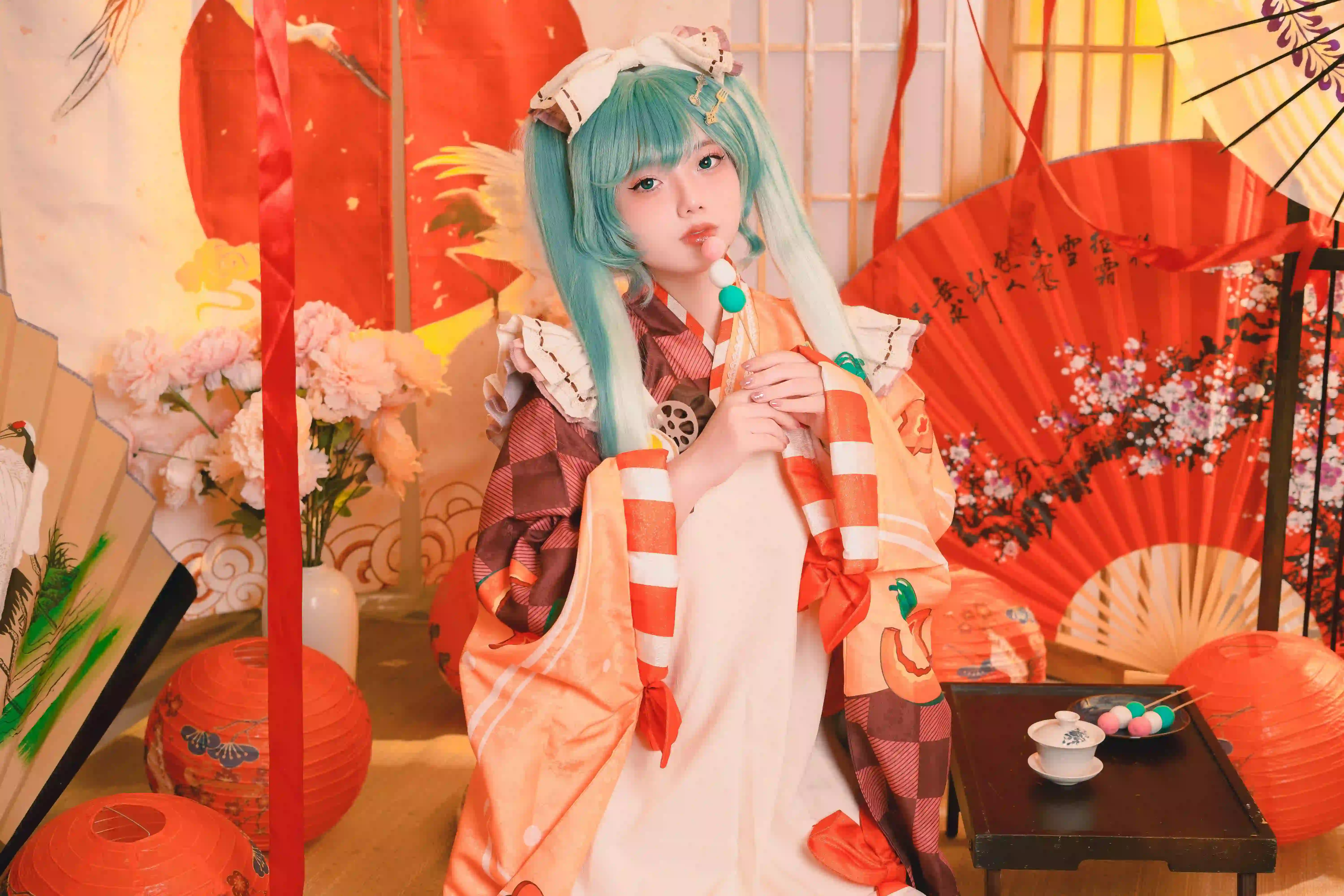 日式风格 绿色头发 cos 可爱