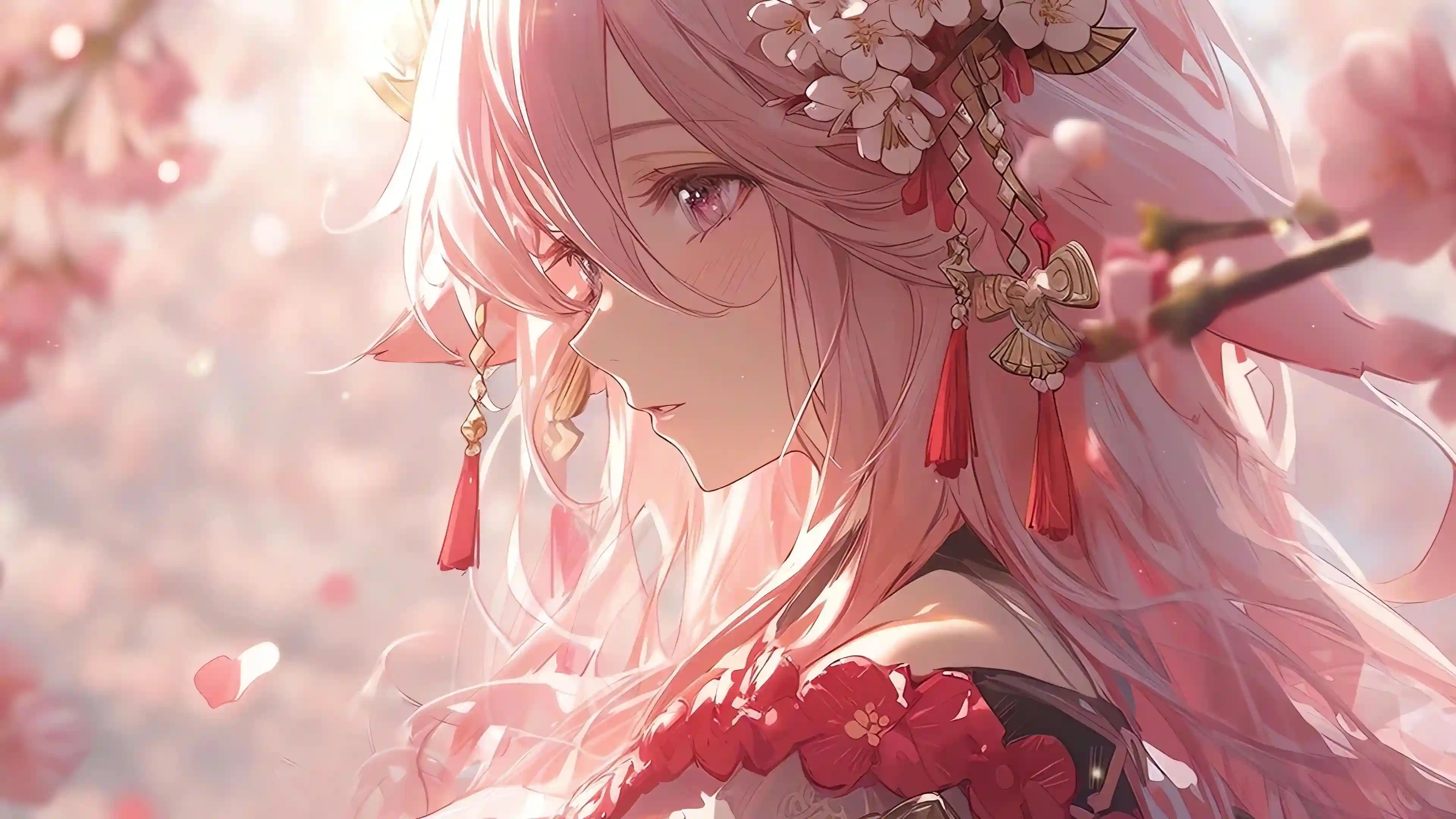 动漫女孩 粉红色背景 动漫 二次元女孩