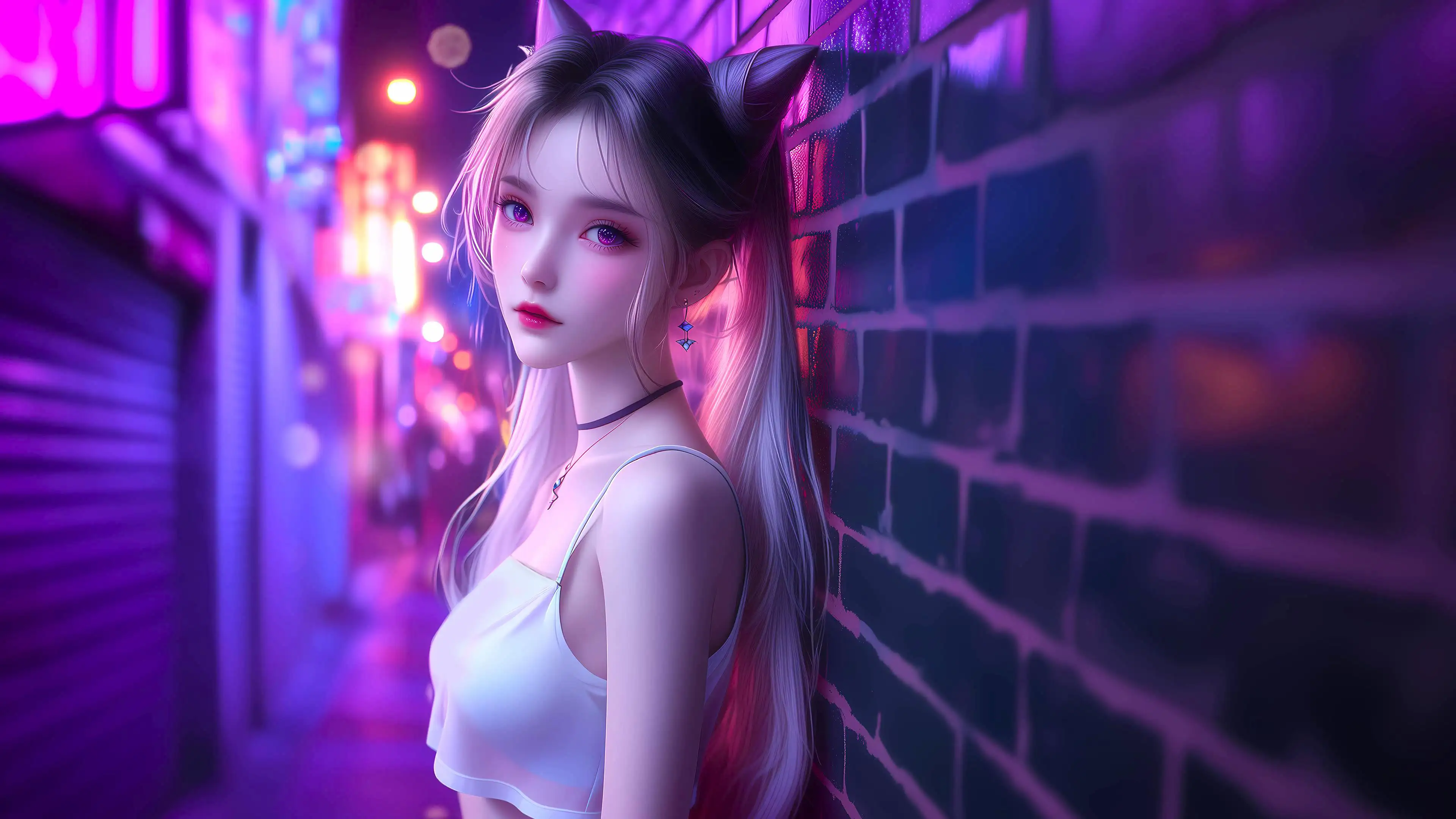 朋克狐耳女孩4k壁纸