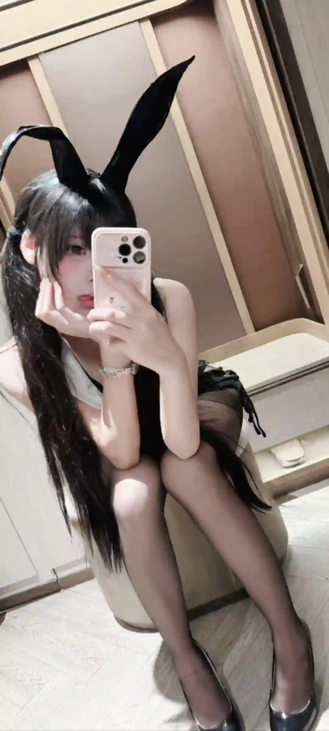 兔女郎 黑色兔耳 自拍 女孩 帅气穿搭