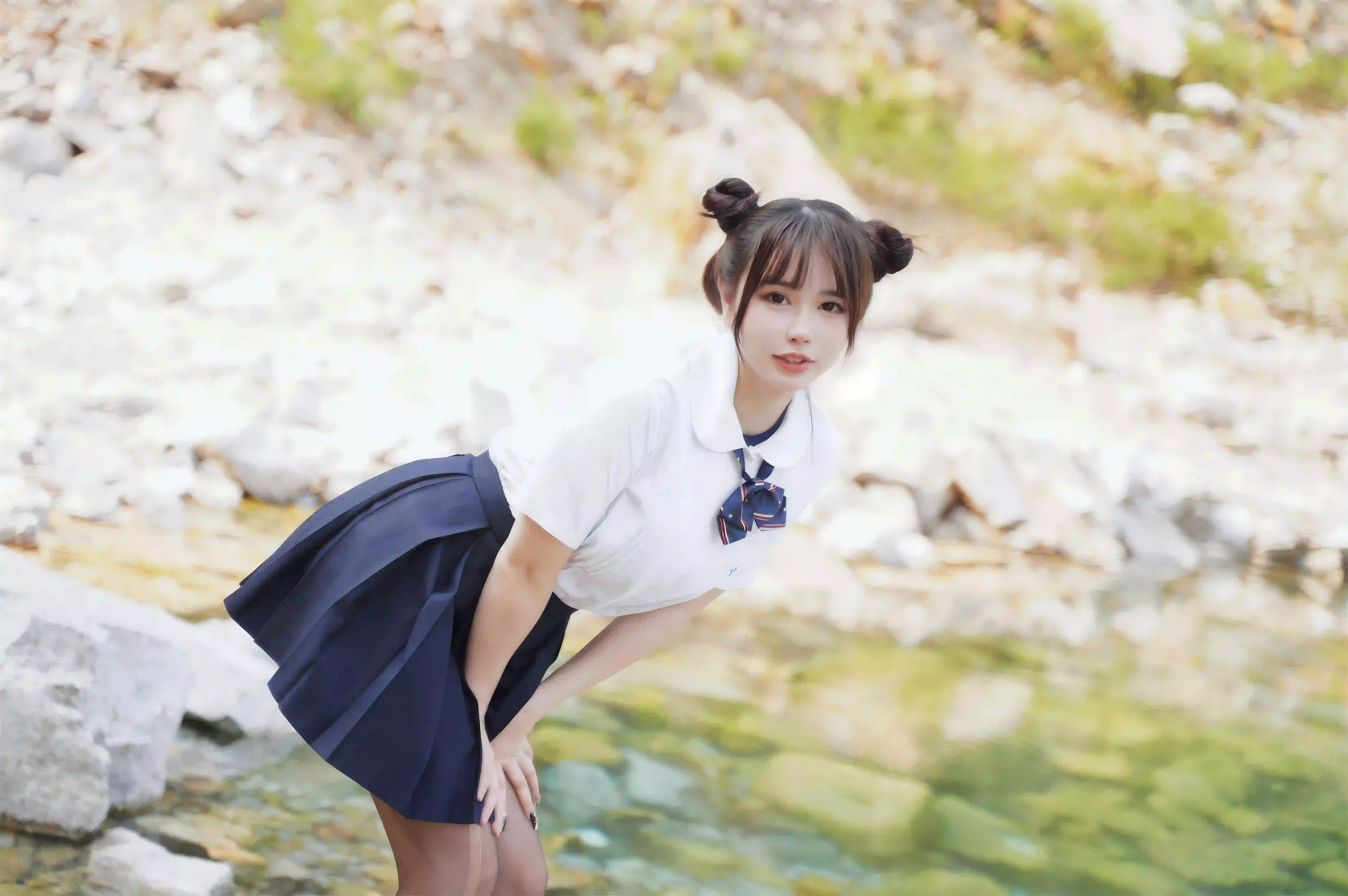 户外 长发美女 性感美女 丝袜美腿 jk穿搭