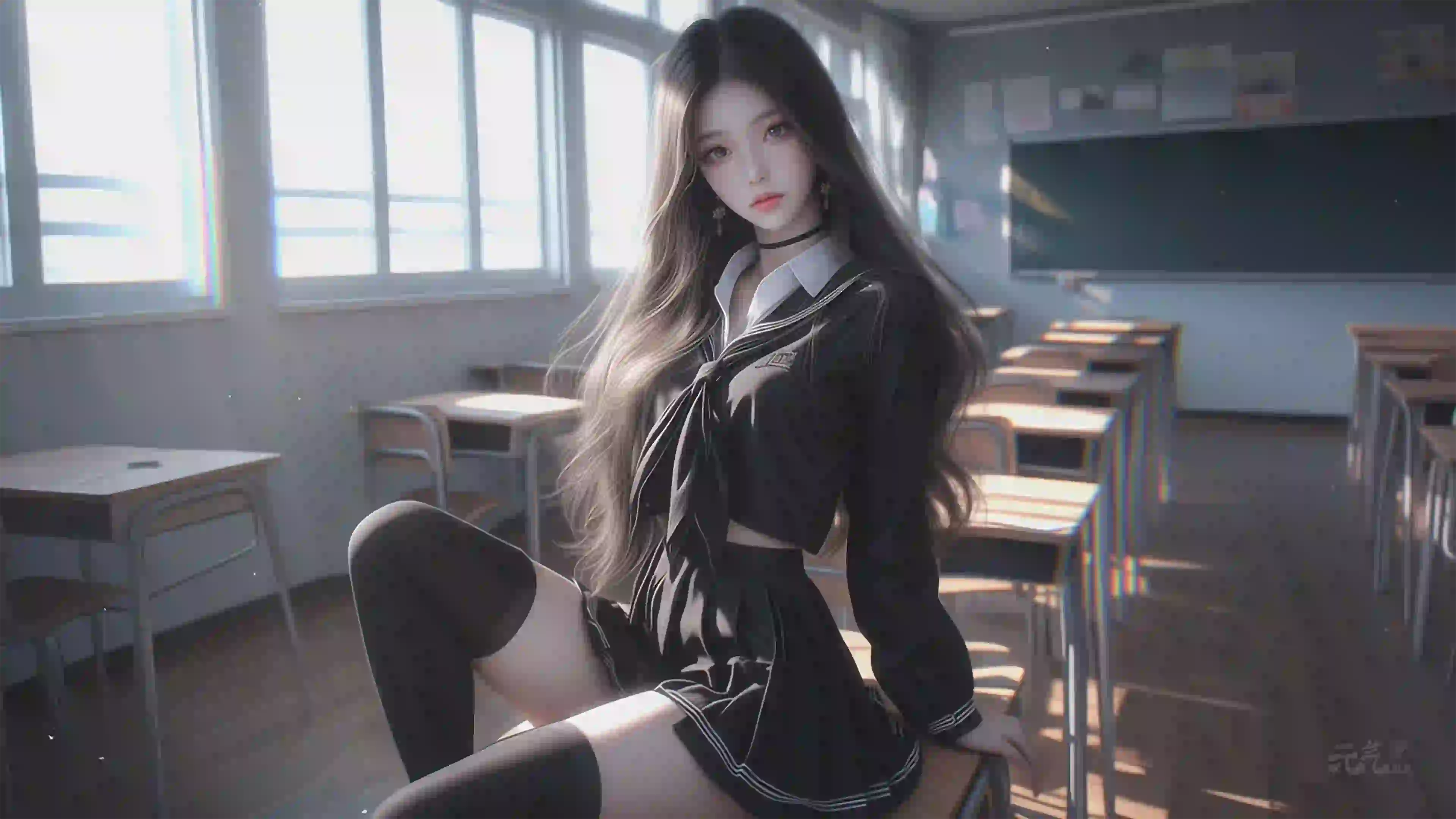 AI 动漫壁纸 Ai角色 长发美女 性感女孩 二次元