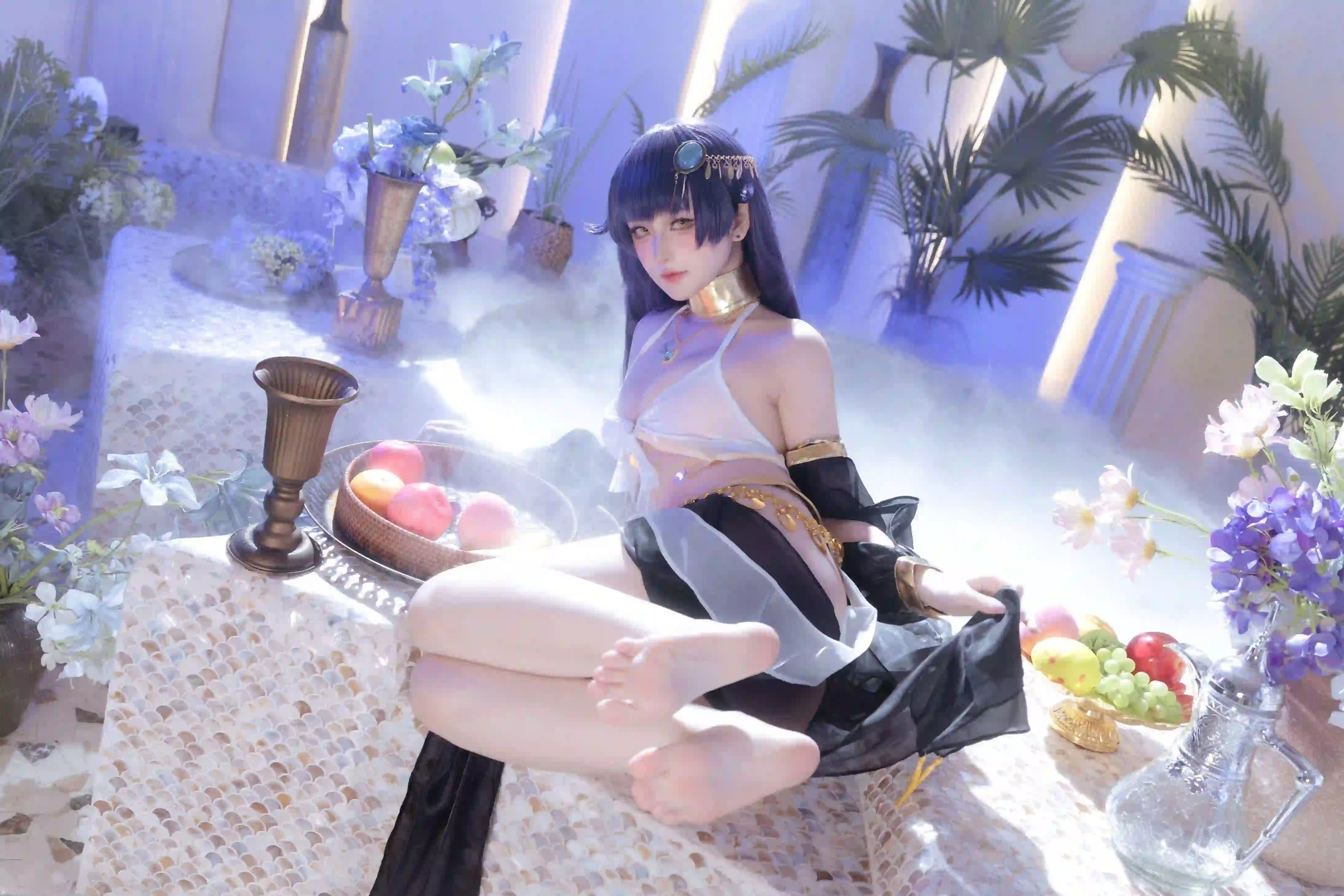 长发性感美女 性感 长发 居家写真 腿