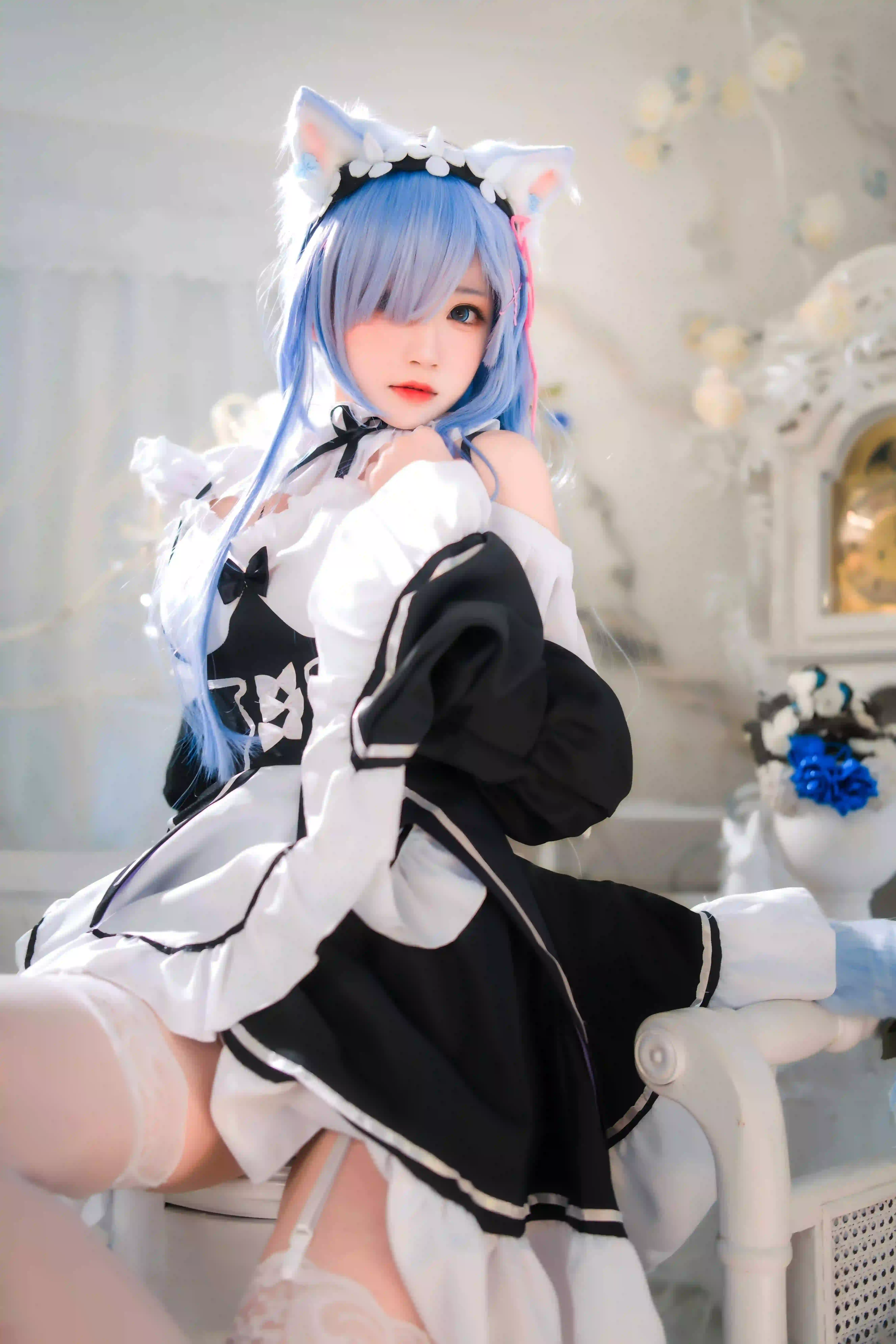 coser 长腿美女 蓝色头发 可爱女孩 1