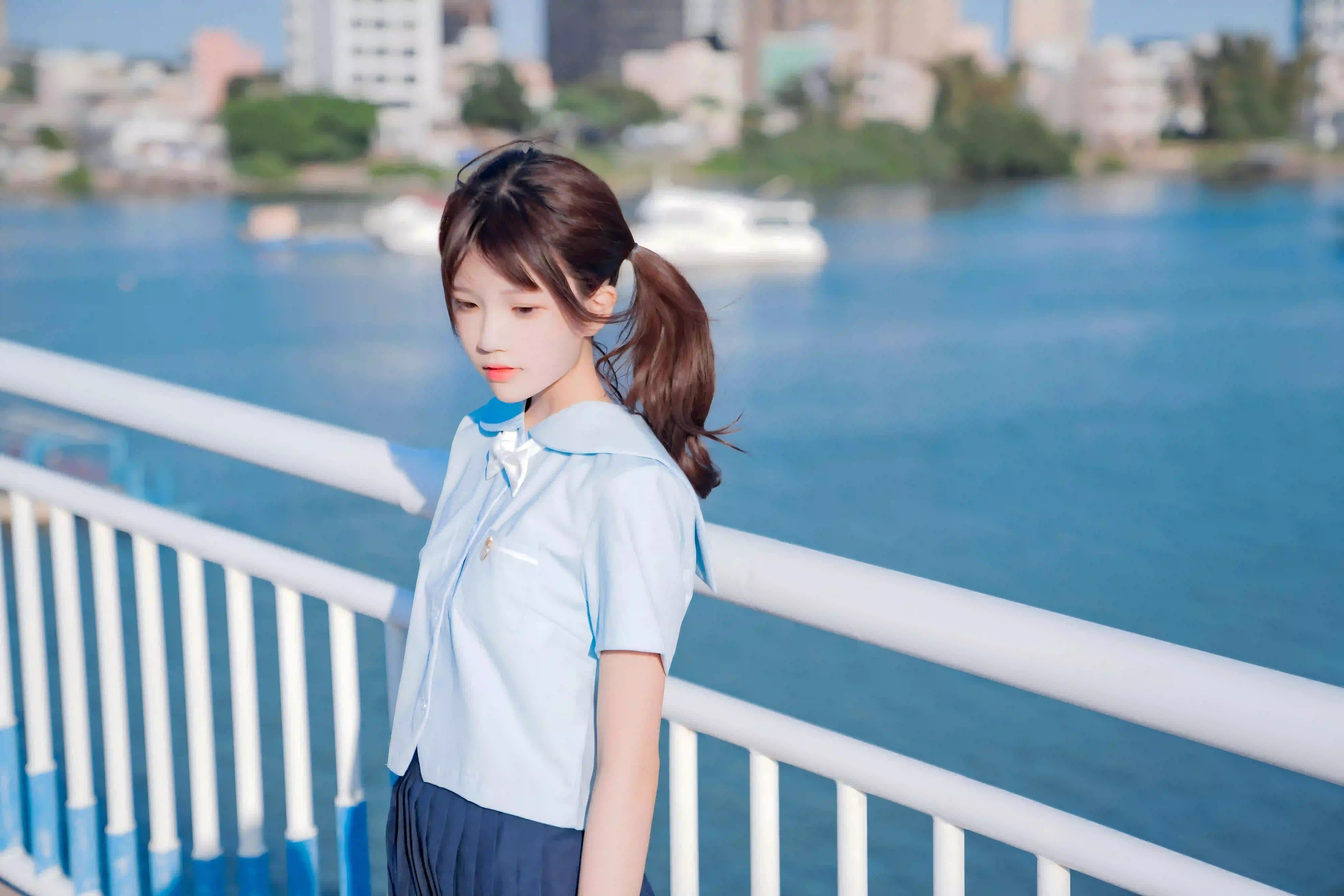 jk美女 户外写真 双马尾女孩 小清新 8