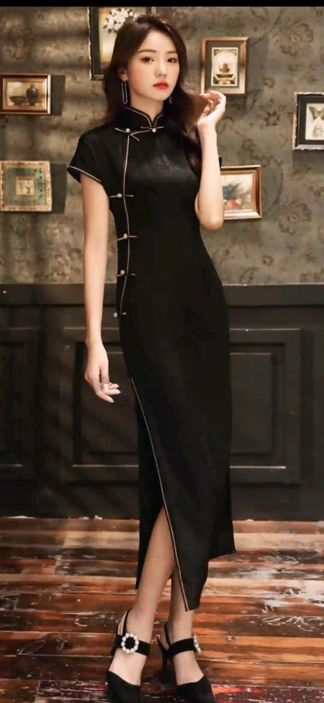 黑色旗袍美女 居家写真 性感 