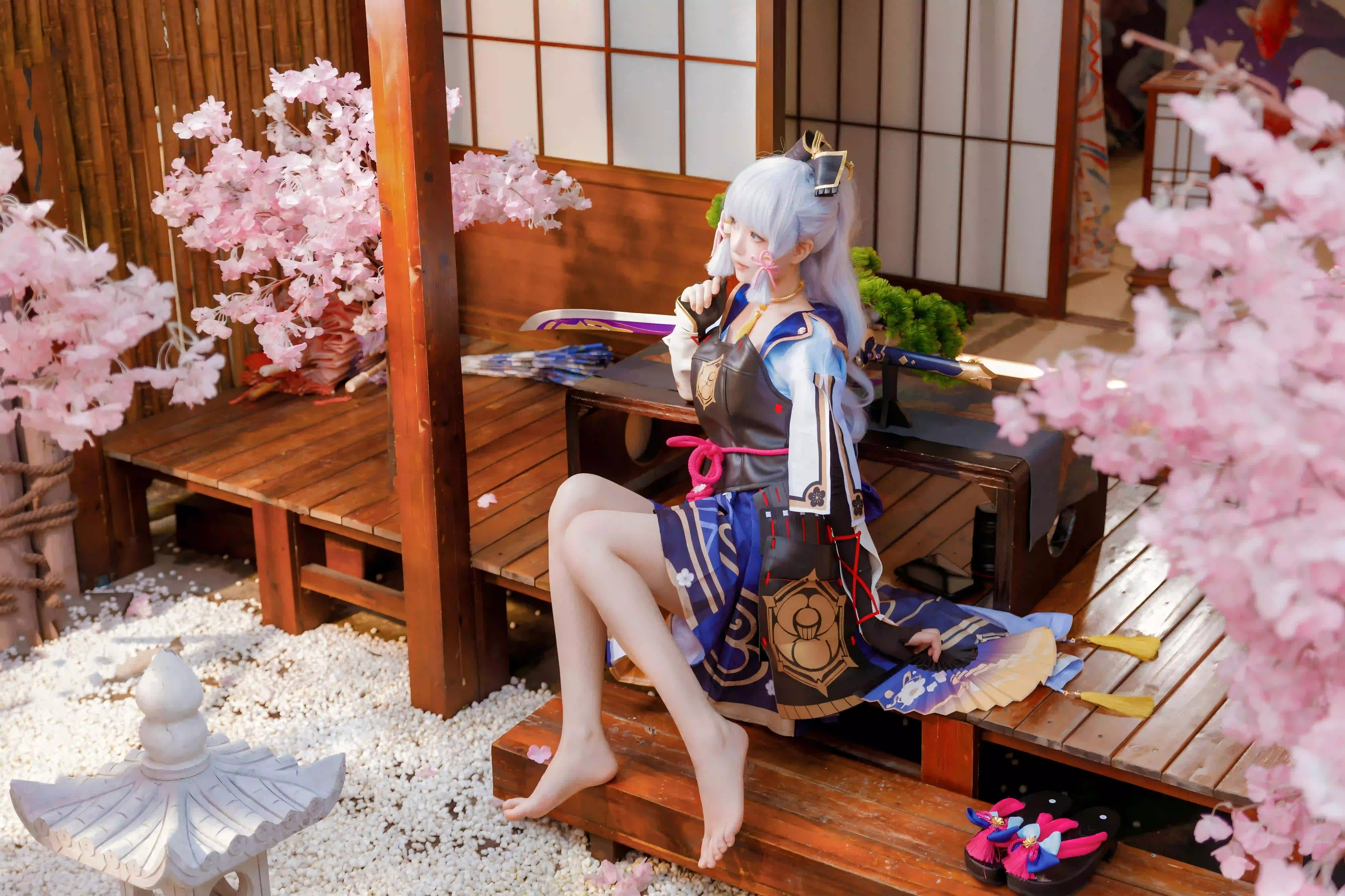 和风 日式风格 长腿美女 居家写真 日式建筑 白色头发