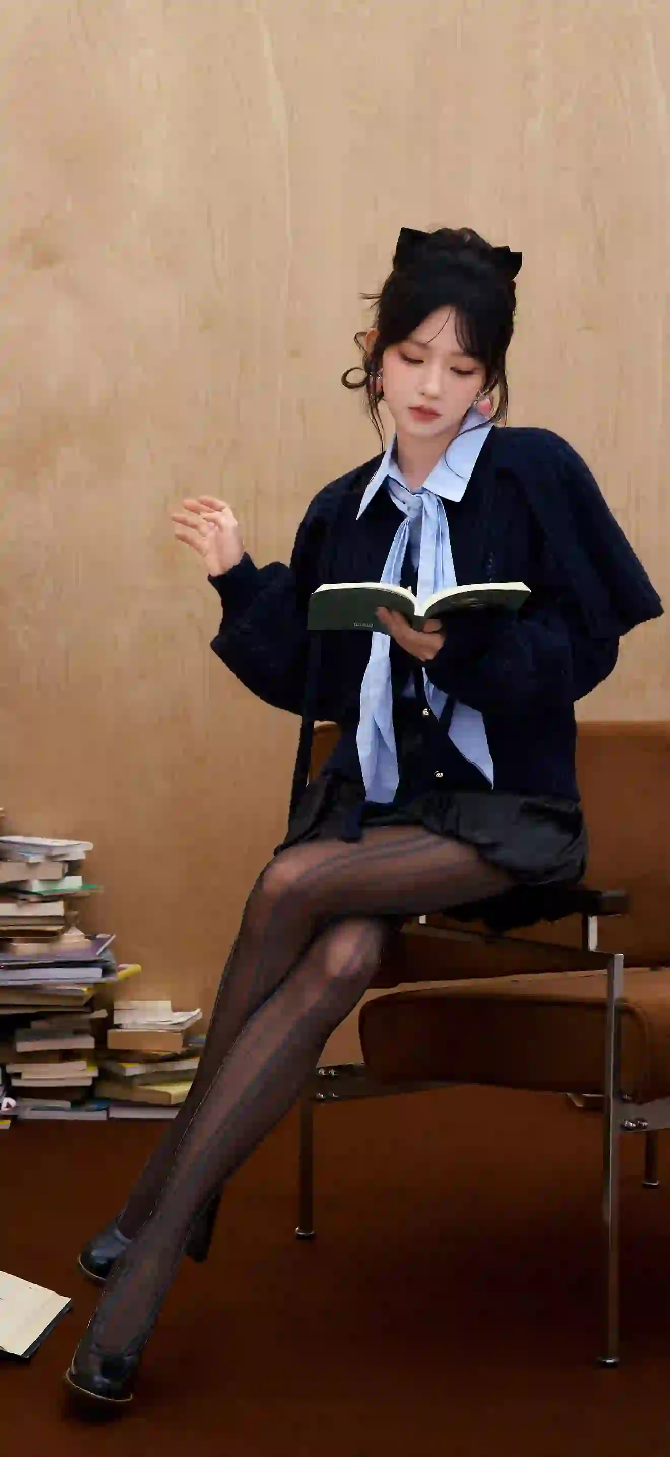 长发清纯美女 居家写真 长腿美女 丝袜 黑丝