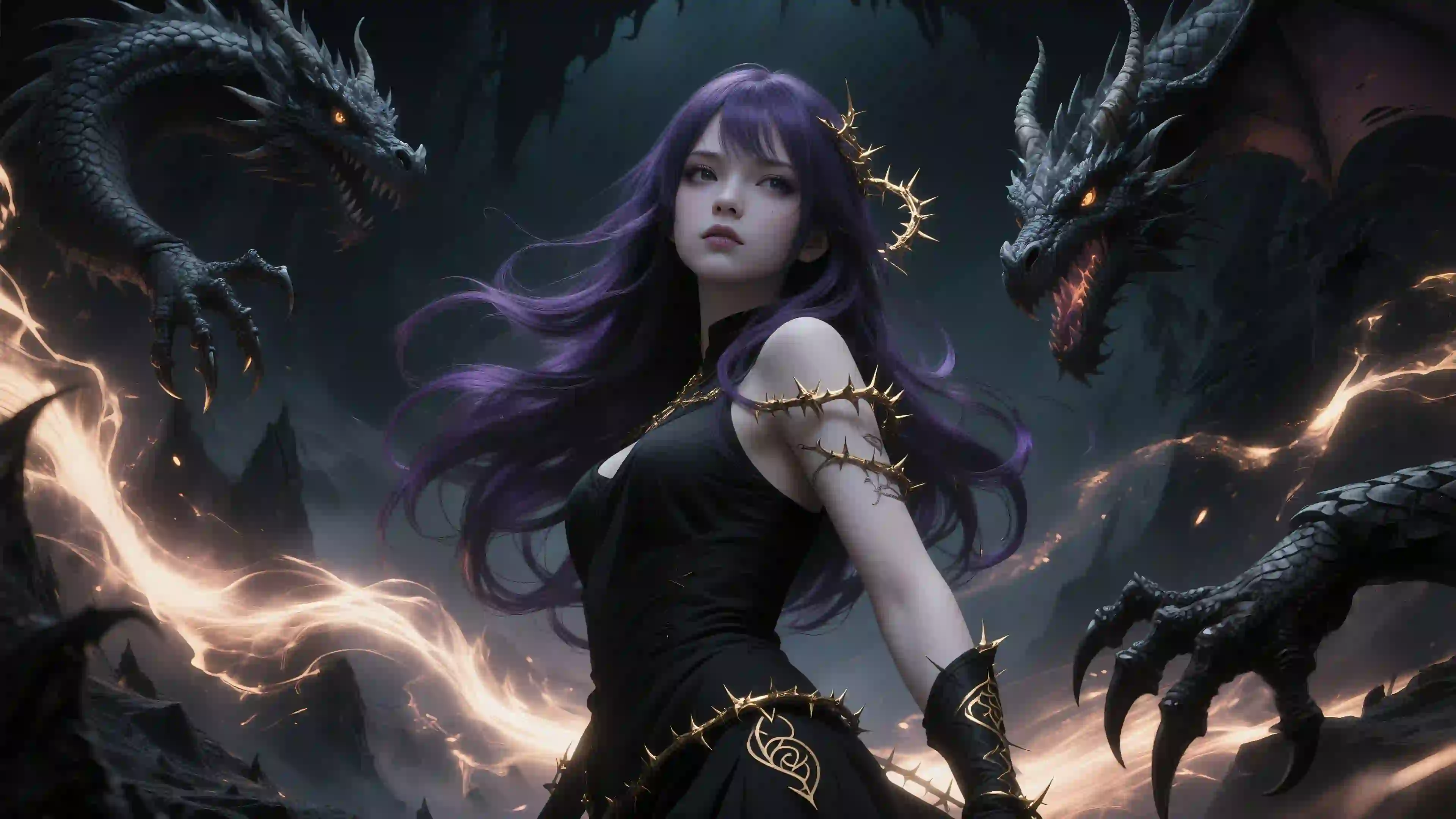 暗黑风格 紫发女孩 龙 🐲