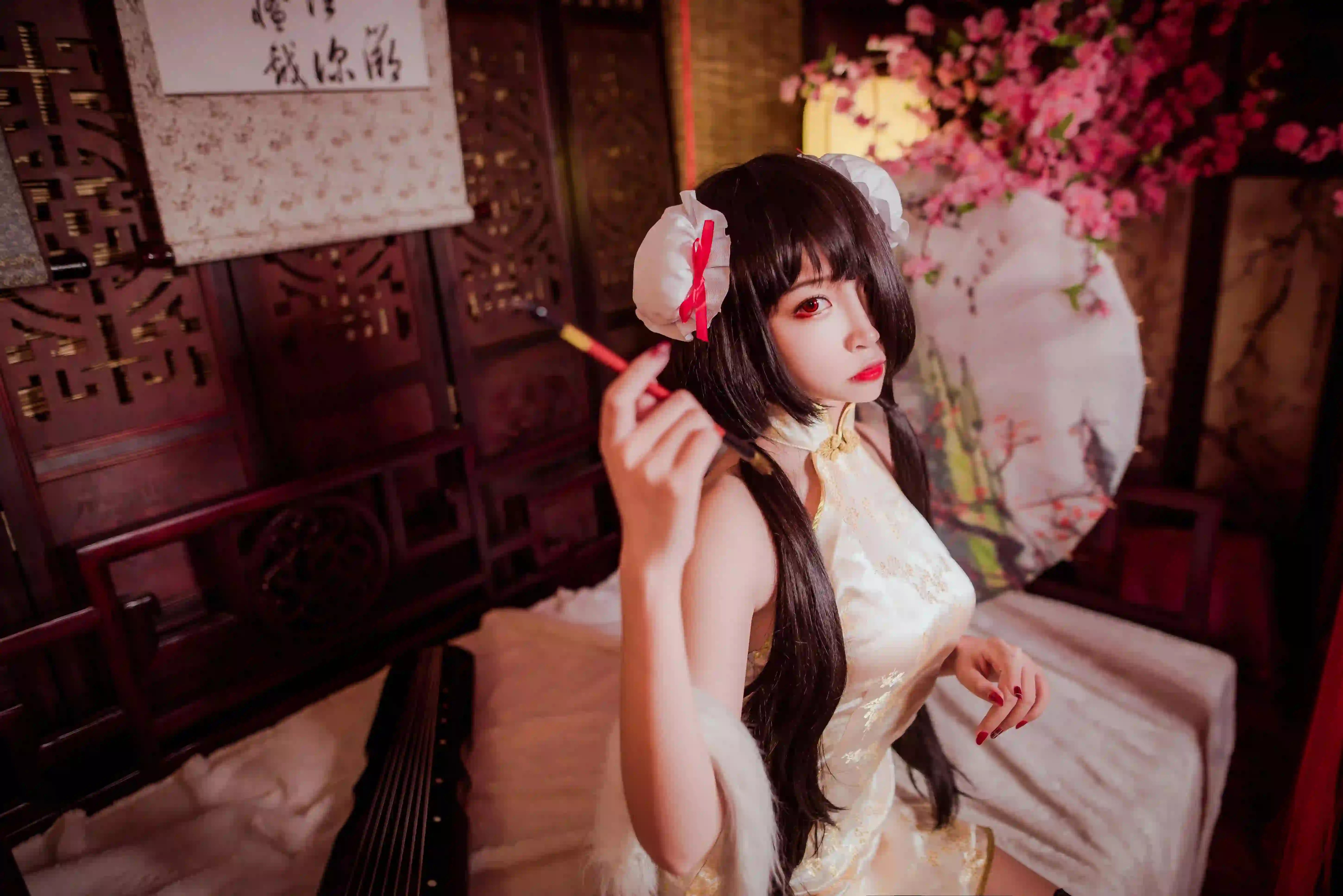 长发性感美女 黑丝 古色古香 旗袍