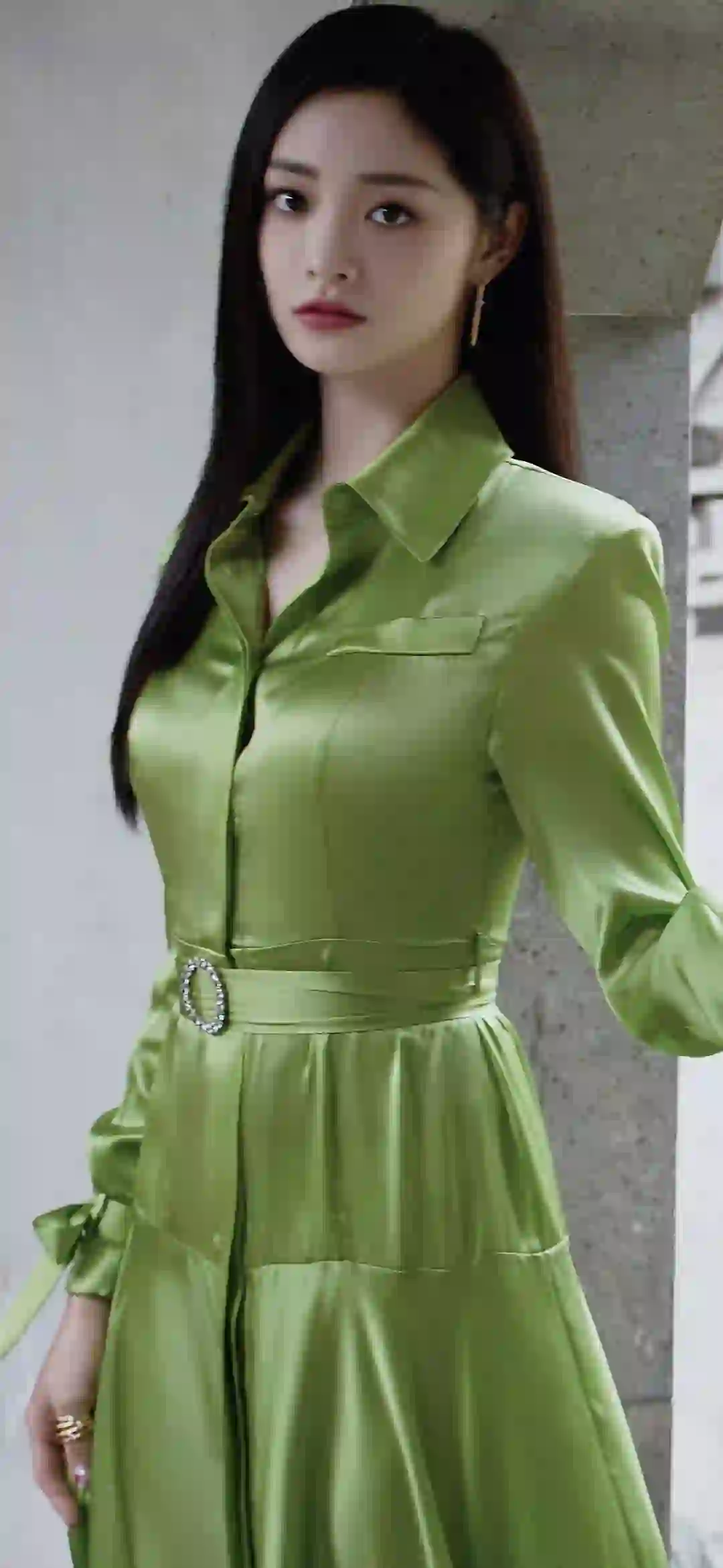 明星美女 阚清子 绿色长裙