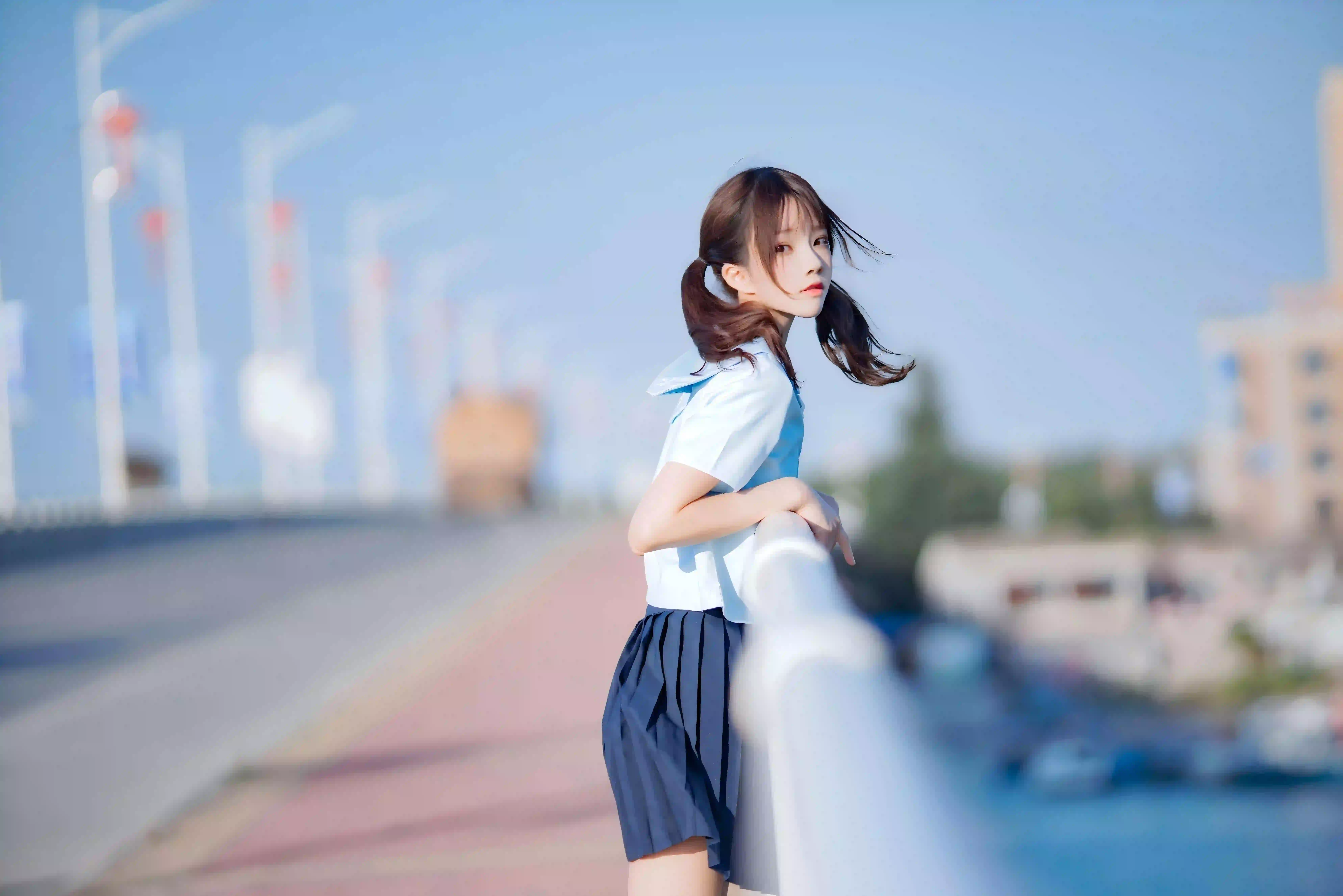 jk美女 户外写真 双马尾女孩 小清新 3