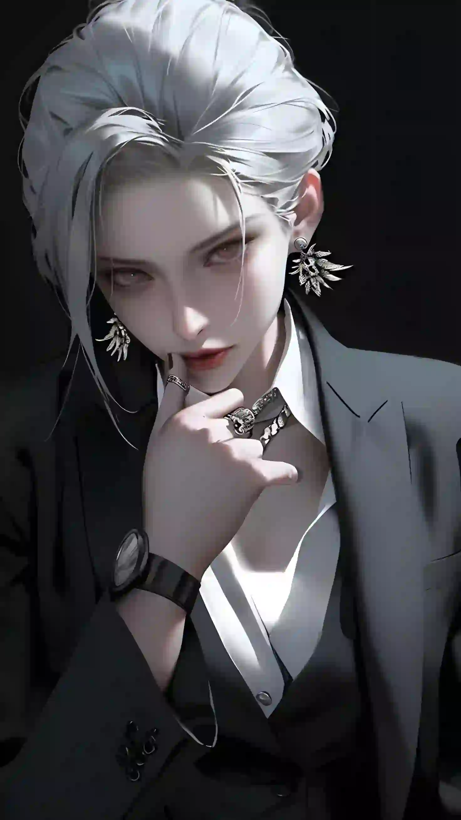 银发西装 暗黑冷峻风原创CG 禁欲系职场精英