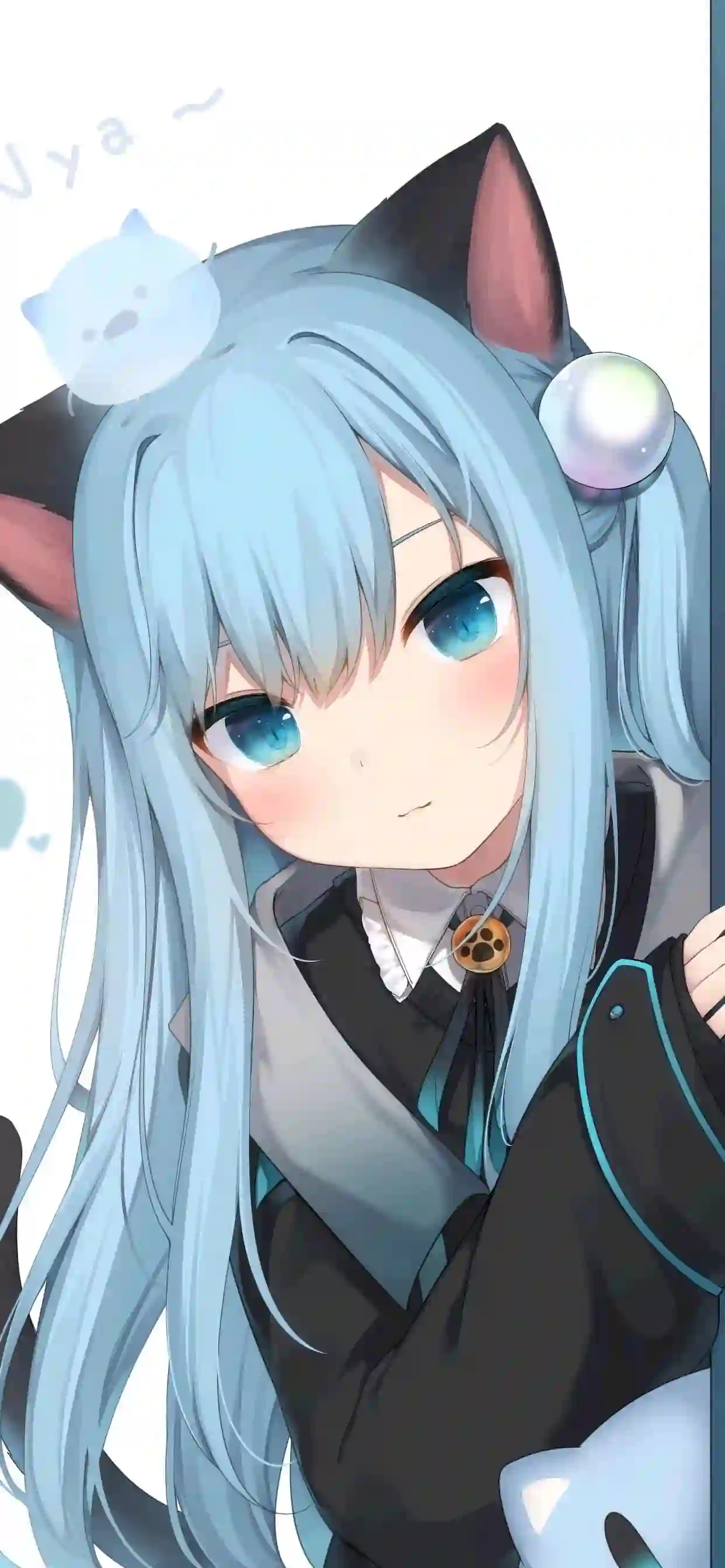 动漫 蓝发 猫耳 少女 可爱 头像 二次元