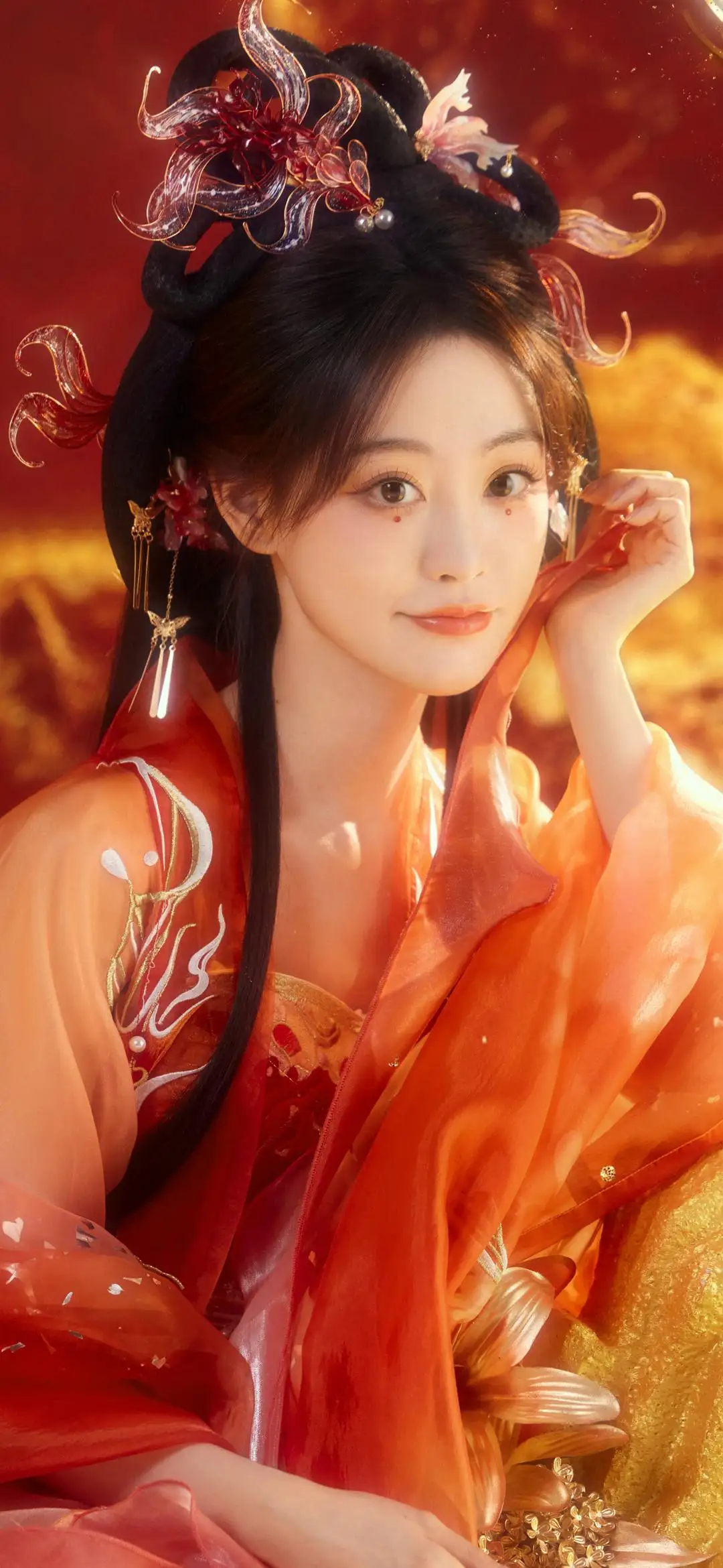 古风长发美女 红色