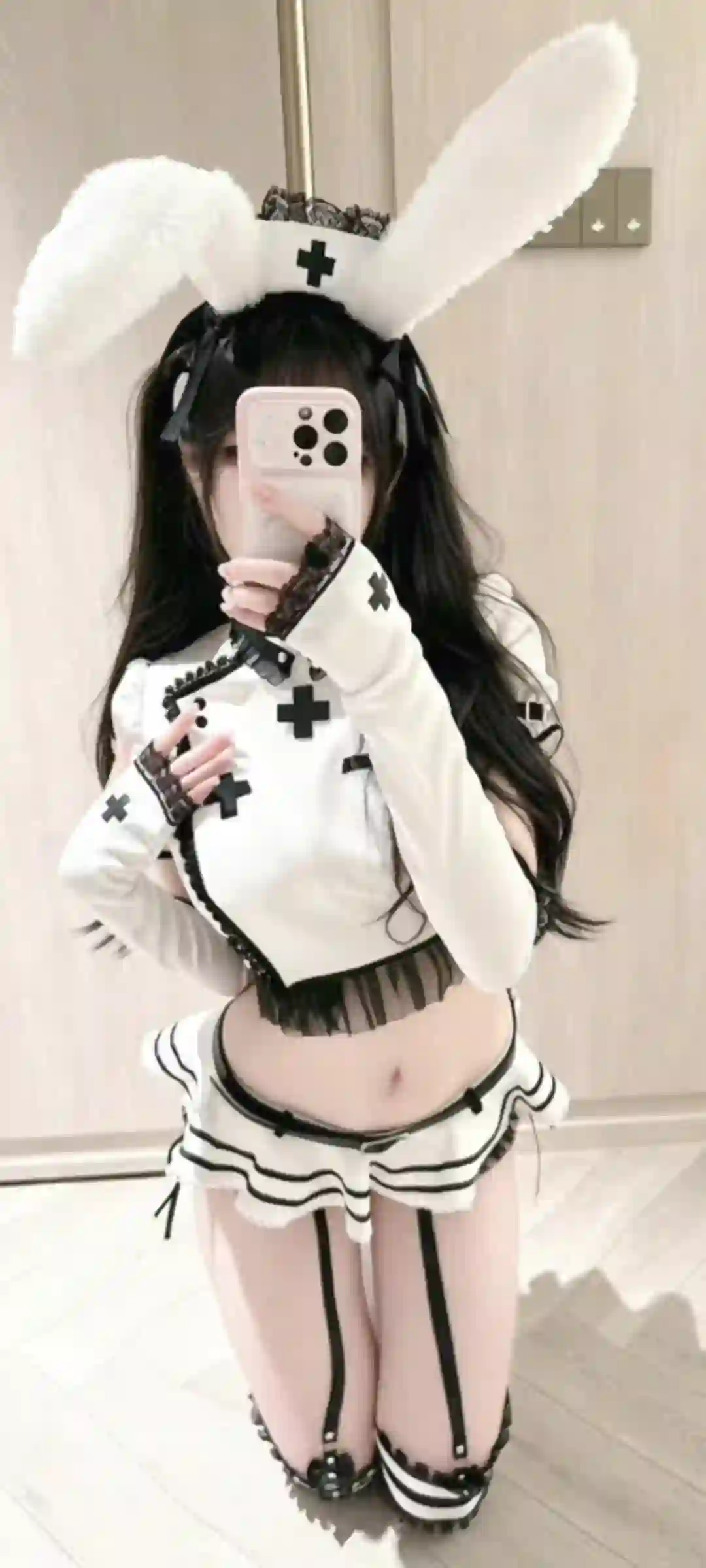 兔耳 护士装 哥特 双马尾 跪姿 自拍 可爱 Cosplay
