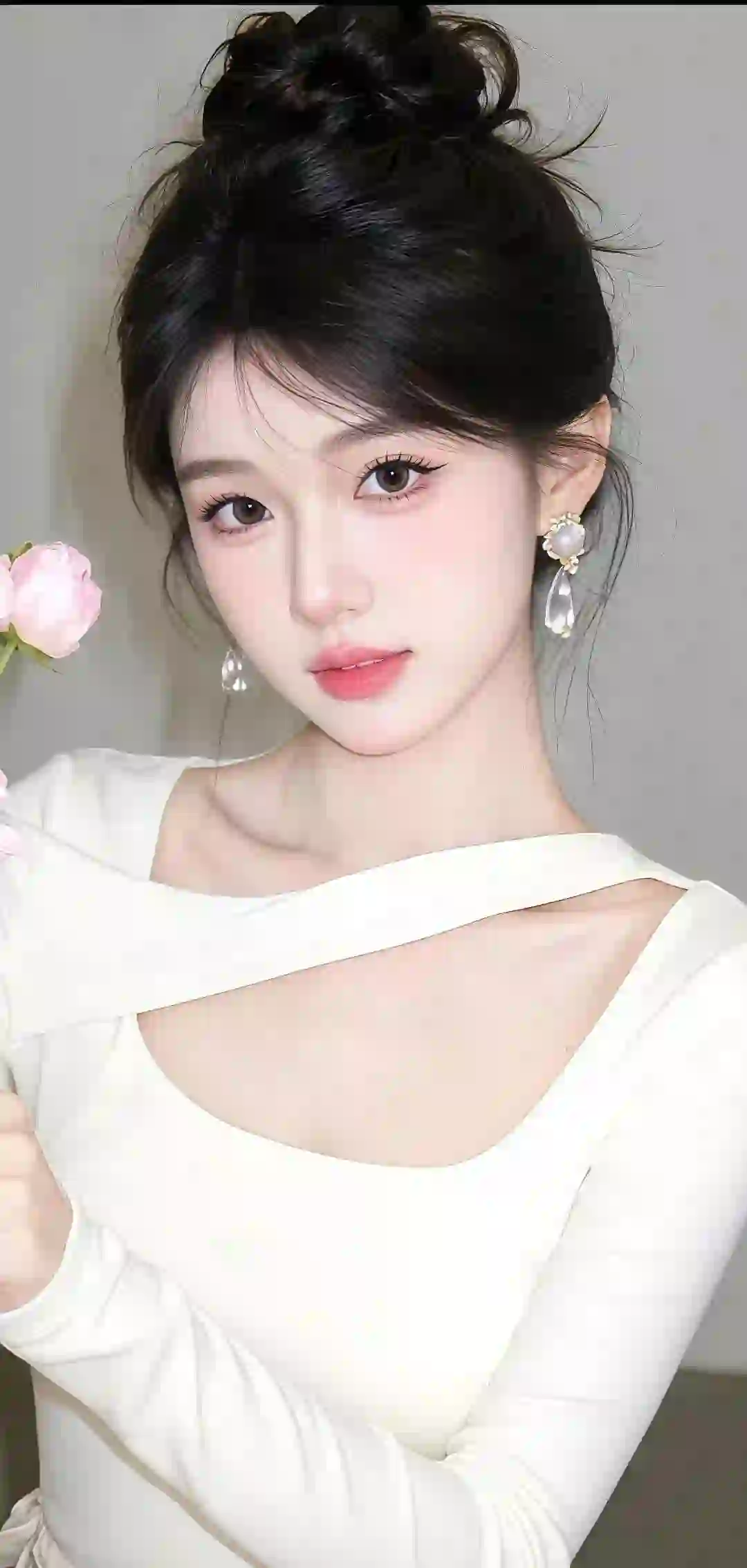 美女 长发美女 清纯 白色衣服 个性穿搭