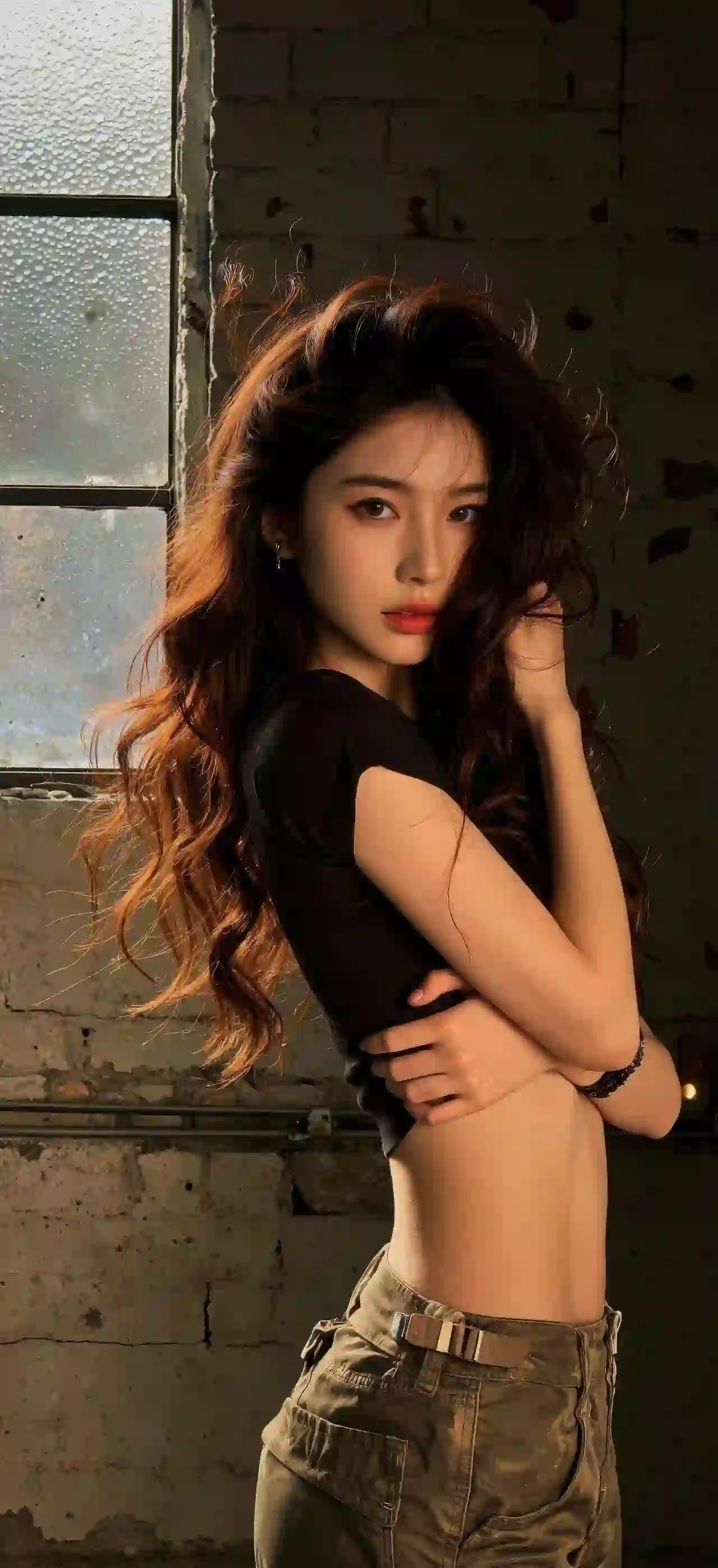 美女 长发美女 性感 个性穿搭