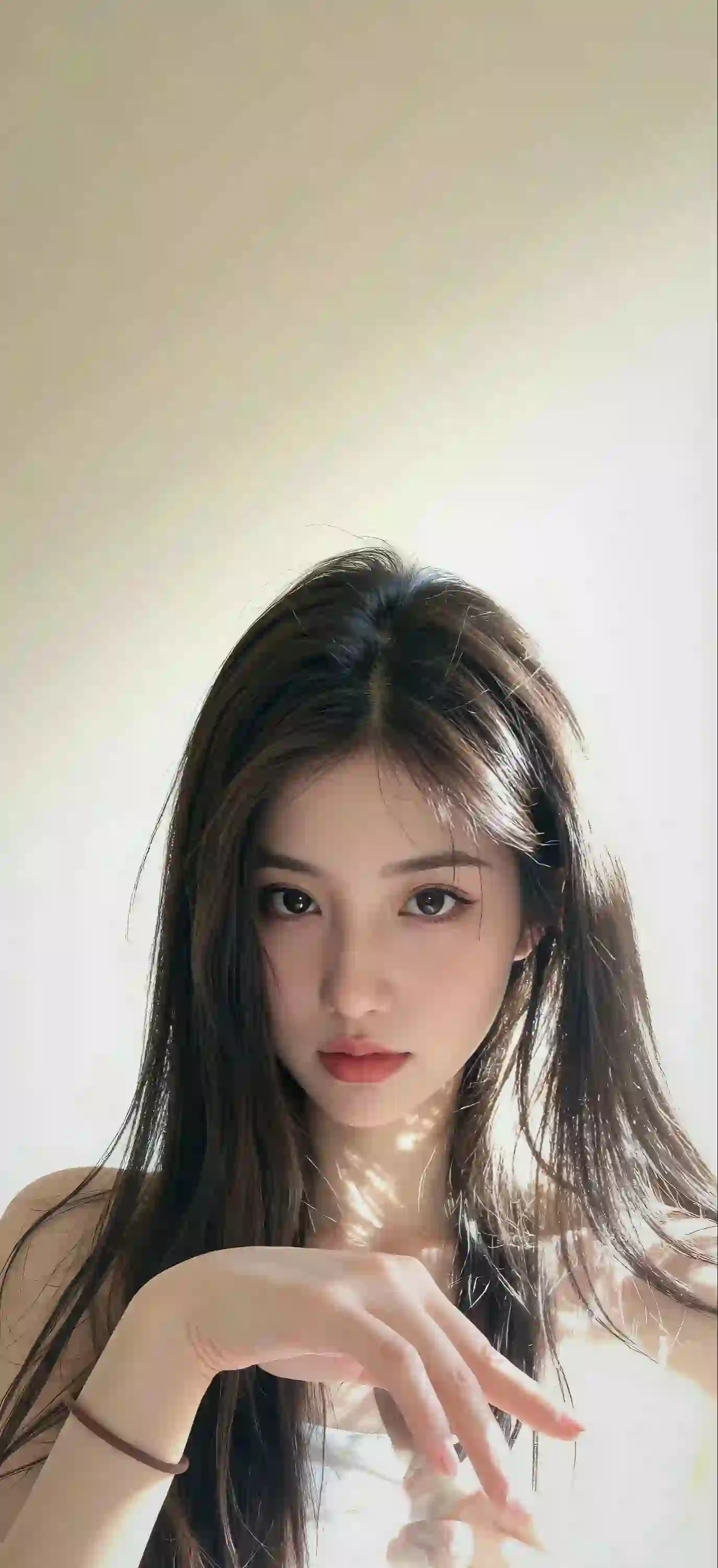 长发清纯美女 光影